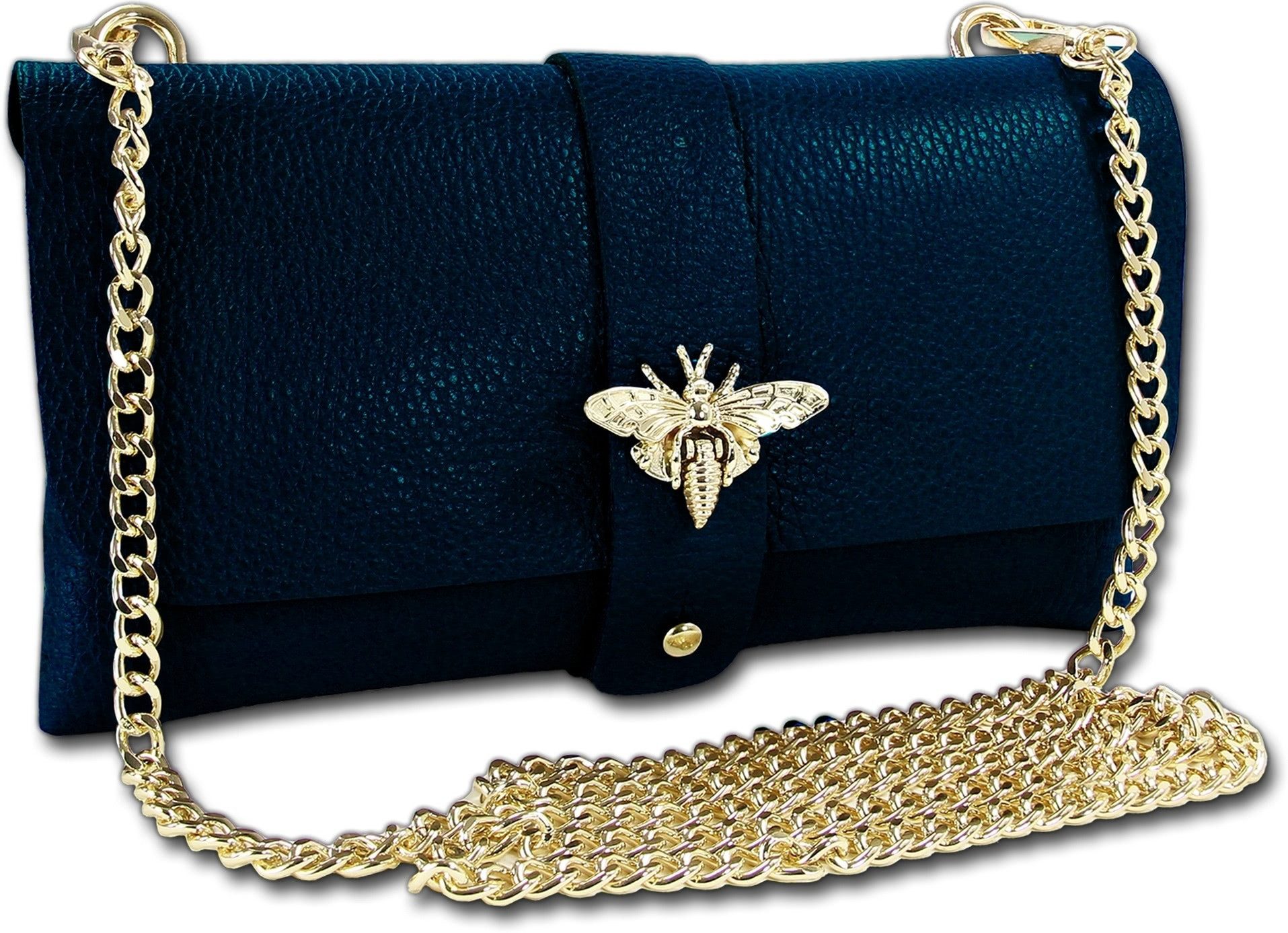 Toscanto Clutch Toscanto Damen Schultertasche Clutch (Clutch, Clutch), Damen Tasche Echtes Leder dunkelblau, Made-In Italy