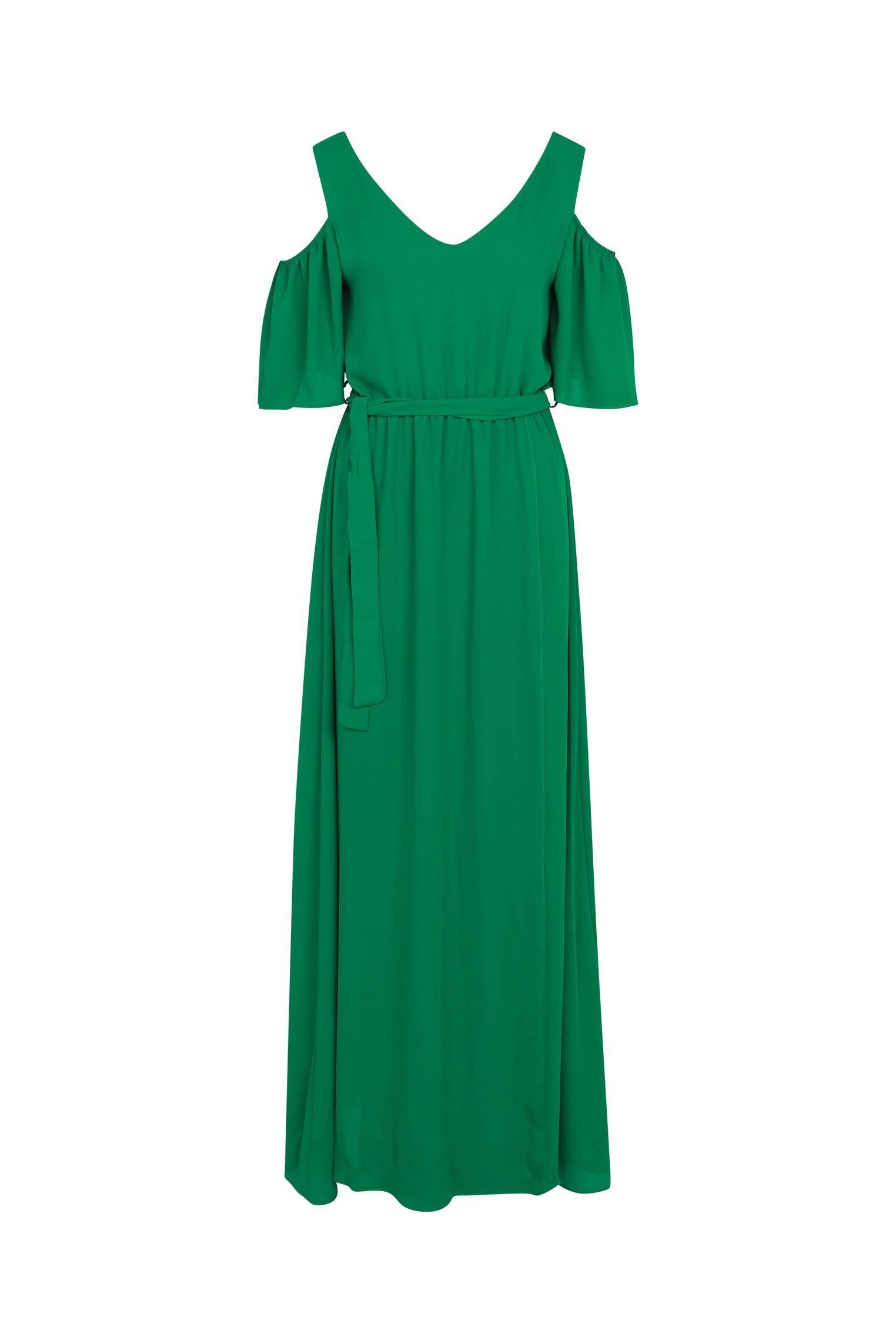 Cassis Etuikleid Langes, Unifarbenes Und Schulterfreies Kleid grün