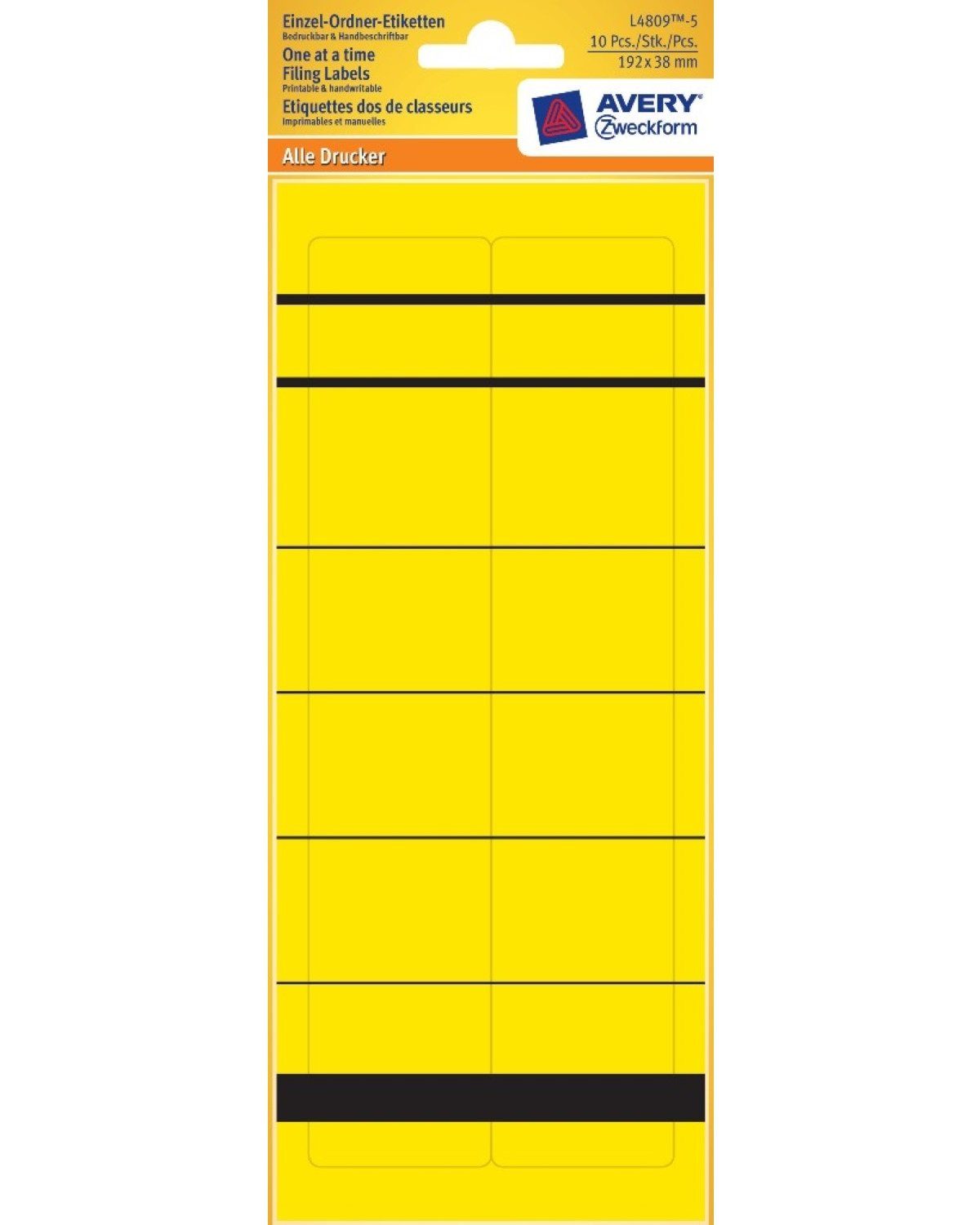 Avery Zweckform Ярлыки 10x Папки с файлами-Etiketten A4 Schmal Kurz Gelb, A4 Папки с файламиrücken Rückenschilder Папки с файлами-Aufkleber