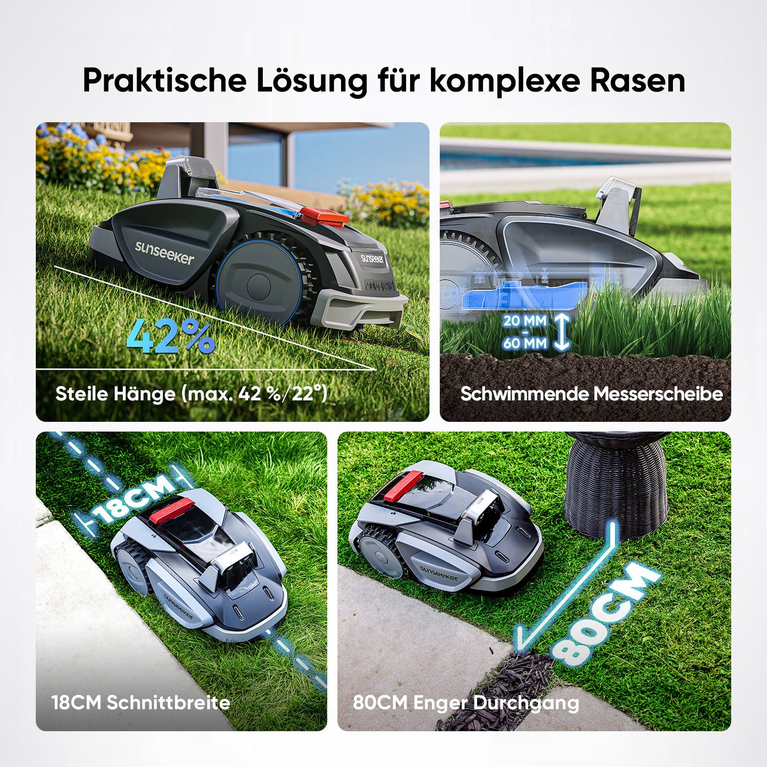 Sunseeker robotic lawnmower V3, for lawns up to 600 m², (package)