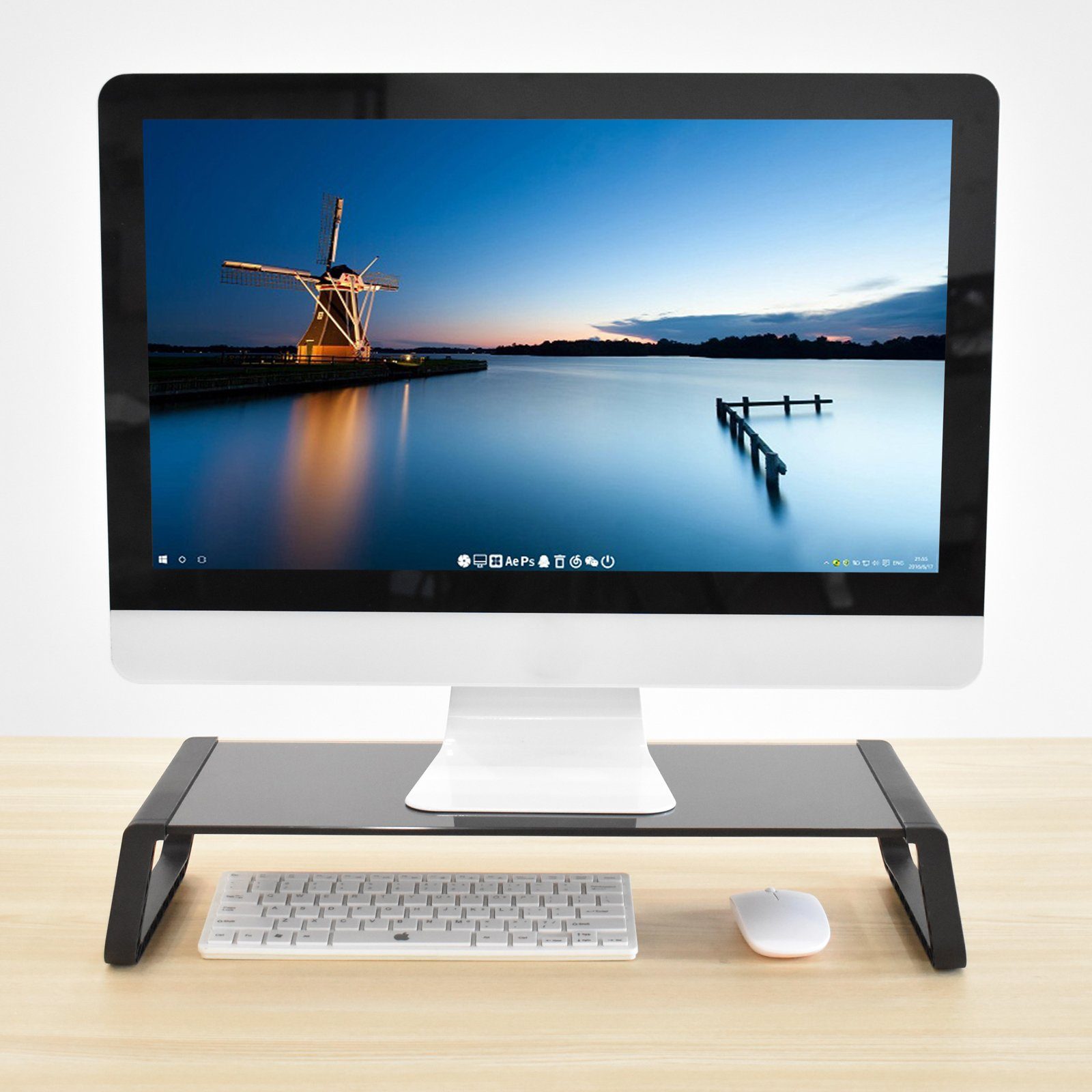 SVITA Schreibtischaufsatz ANSAN, Monitorständer, Monitorerhöhung, Glas, Schwarz – Bild 3 von 5