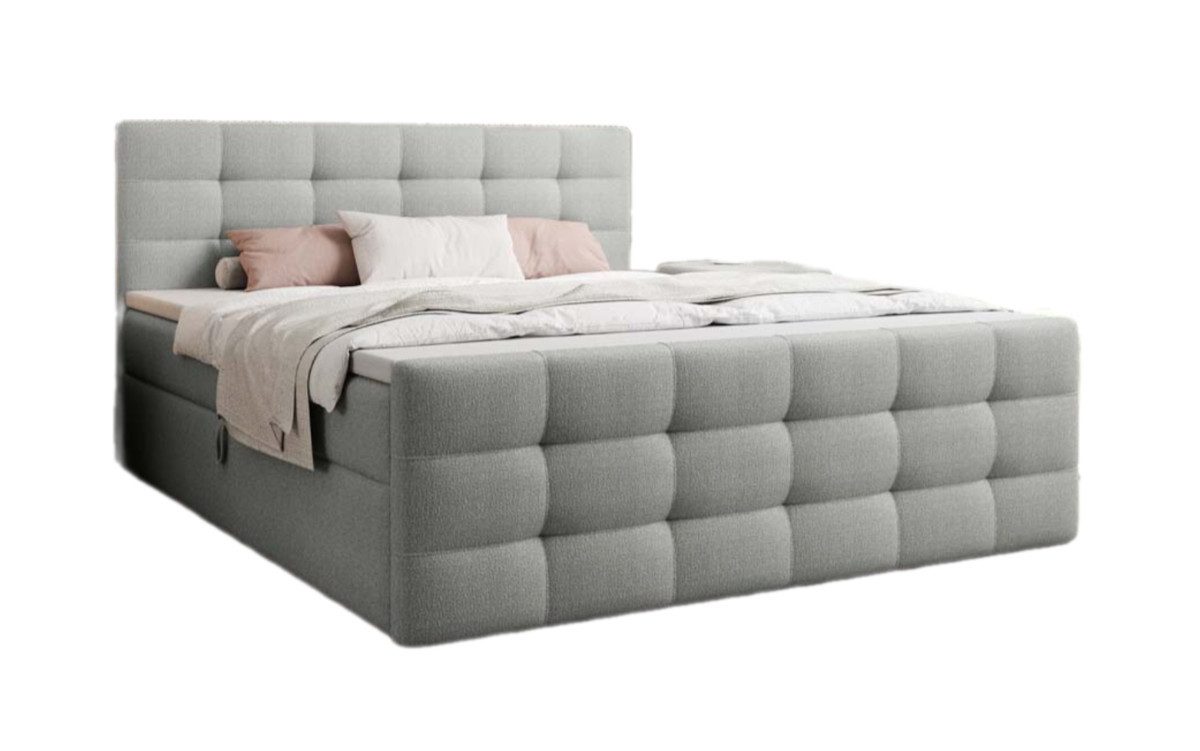 Luxusbetten24 Boxspringbett Luxor in Bouclé, mit Stauraum