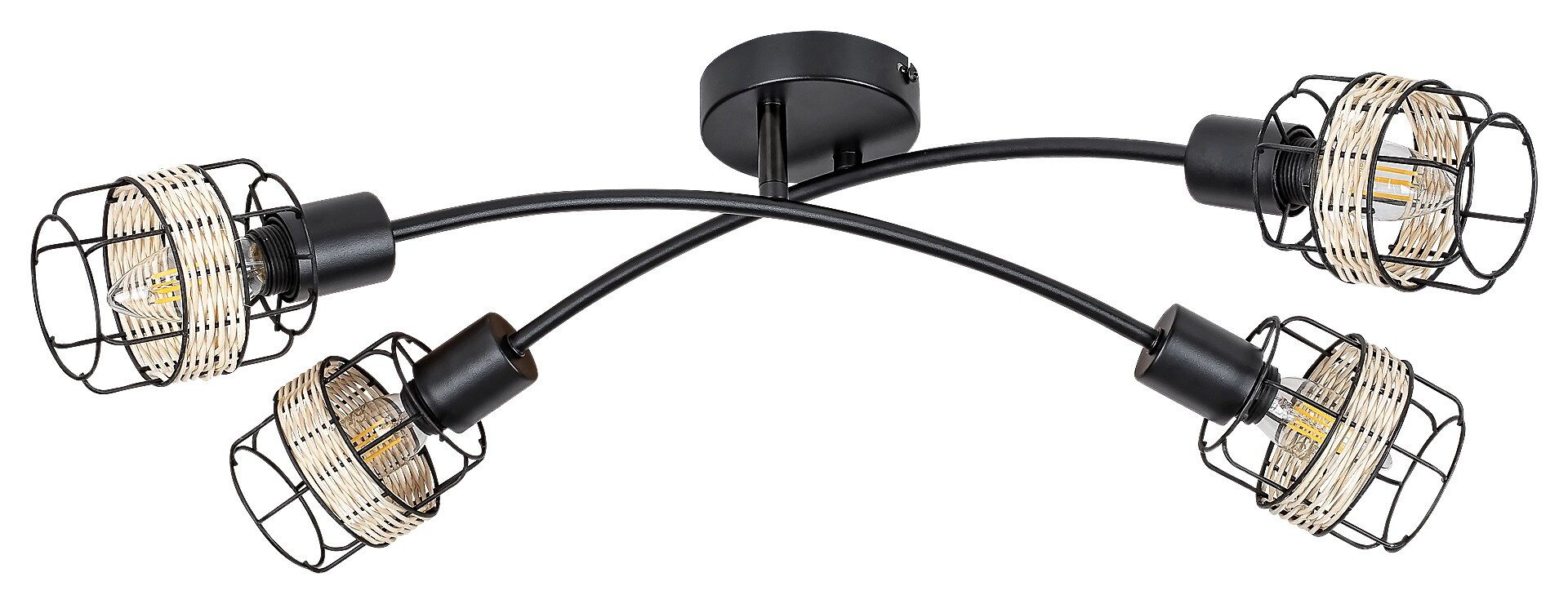 Rabalux LED Deckenspots "Indiana" 4-flammig, Metall, schwarz, rund, E14, ø95mm