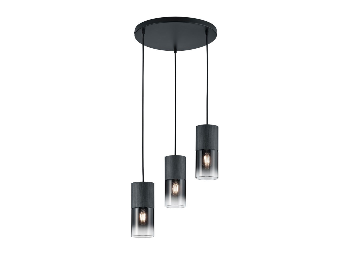TRIO Leuchten LED Pendelleuchte, LED wechselbar, Warmweiß, Rauchglas Cluster Leuchte hängend dreiflammig für Treppenhaus, Galerie