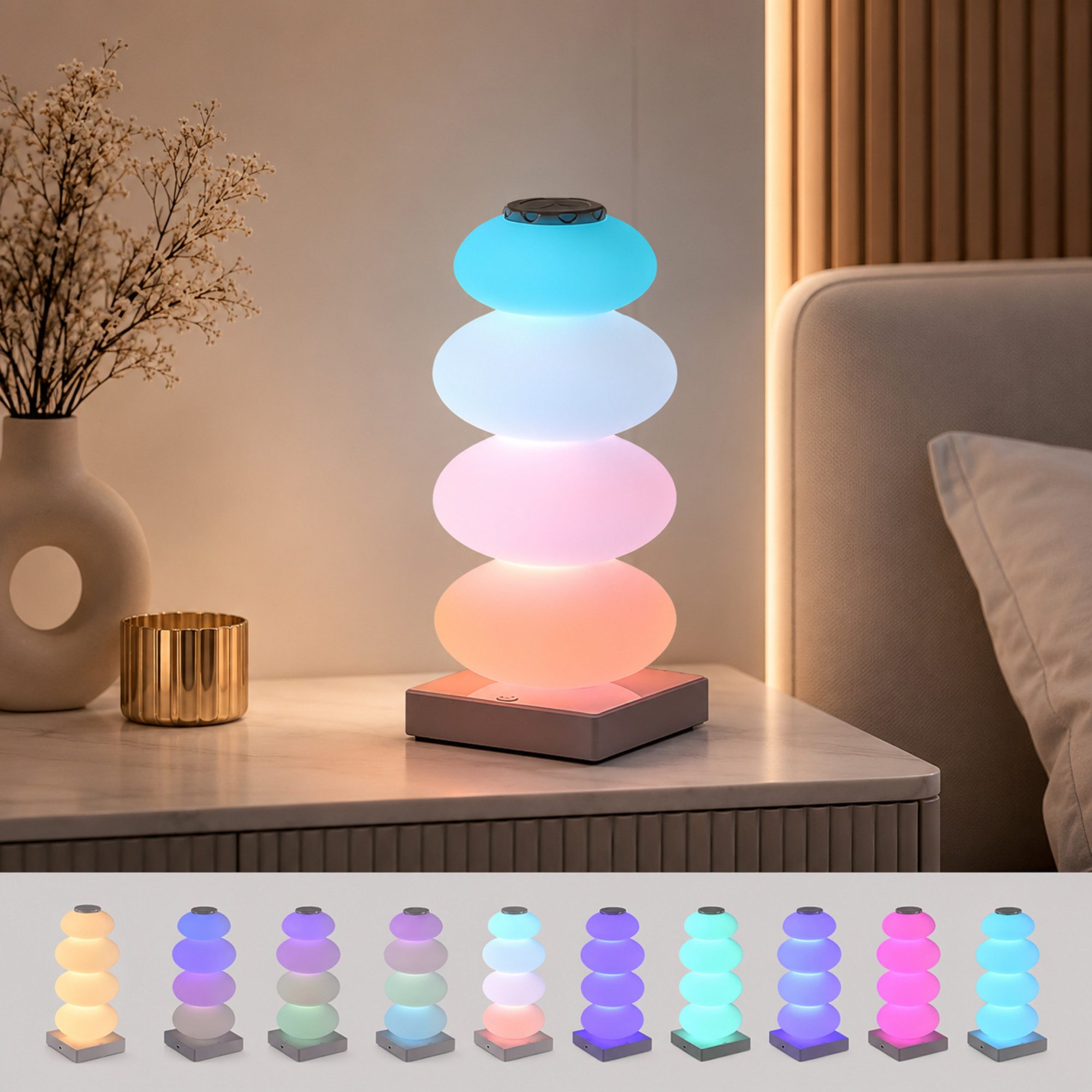 Luckice LED Nachttischlampe RGB LED Touch-Tischlampe im Süßigkeitenkürbis-Design, Nachttischlampe mit Farbwechsel, USB-Tischlampe für Schlafzimmer, Wohnzimmer und Kinderzimmer, Geschenkidee für jeden Anlass, Valentinstagsgeschenk,Geschenkidee,Weihnachtsge