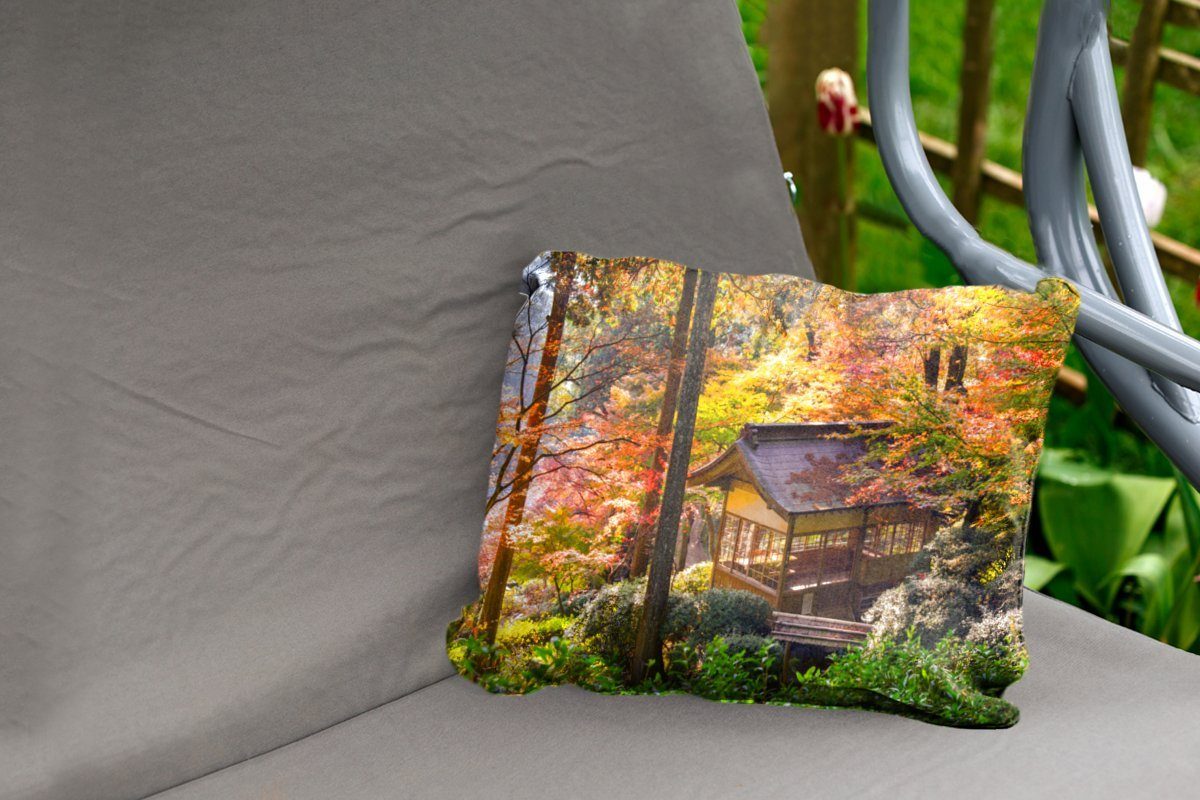 Dekokissenbezug, MuchoWow Polyester, mit Ahornbäumen, Kissenhülle Haus Dekokissen japanischen Ein Outdoor-Dekorationskissen,