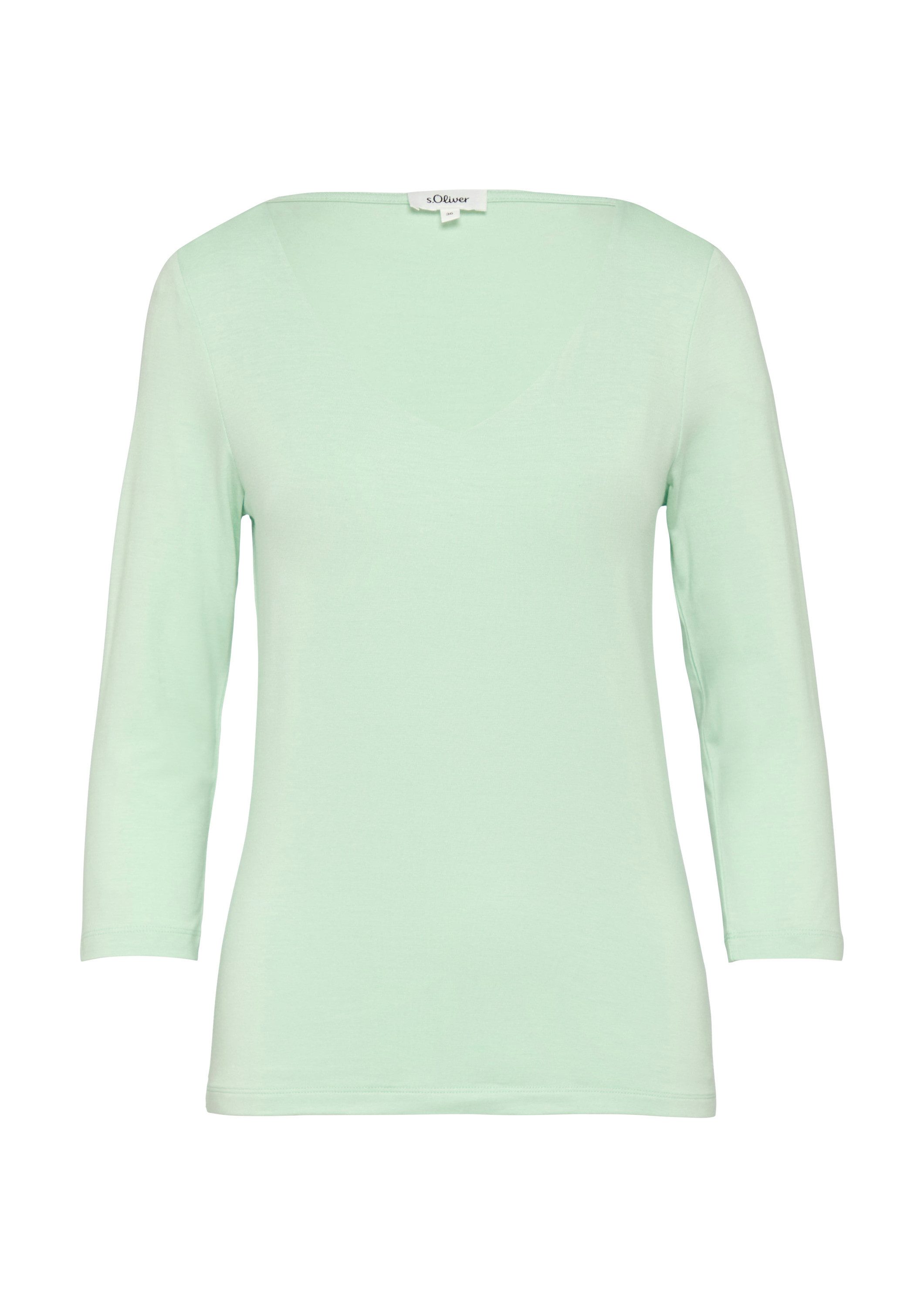 s.Oliver 3/4-Arm-Shirt T-Shirt T-Shirt aus Lyocell im Slim Fit mit 3/4-Ärmeln