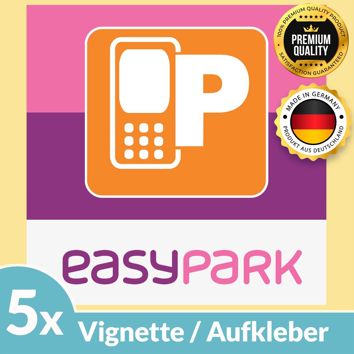 Wicked Chili Aufkleber 5x EASYPARK Vignette EASY PARK APP Ticket Sticker Hinterglasaufkleber, (5tlg), 60x60mm Vignette für EASYPARK APP