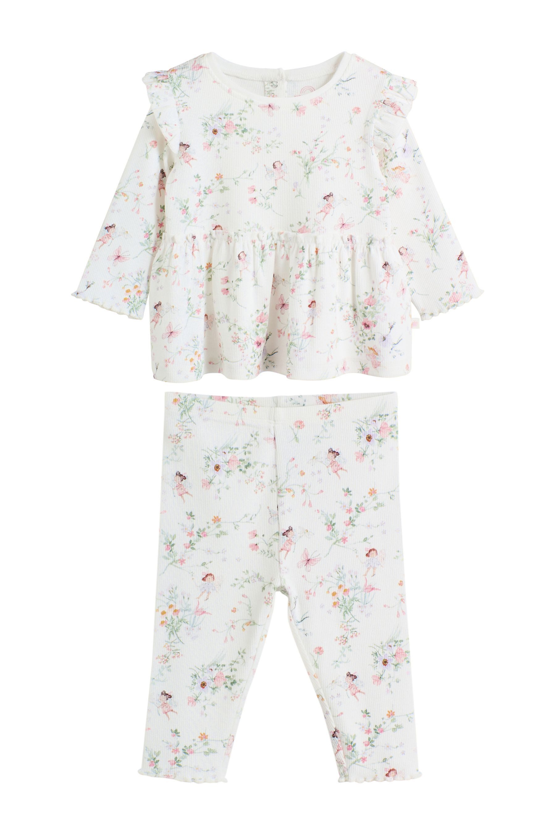 Next Langarmshirt & Leggings Baby Langarmoberteil mit Rüschen und Leggings (2-tlg)