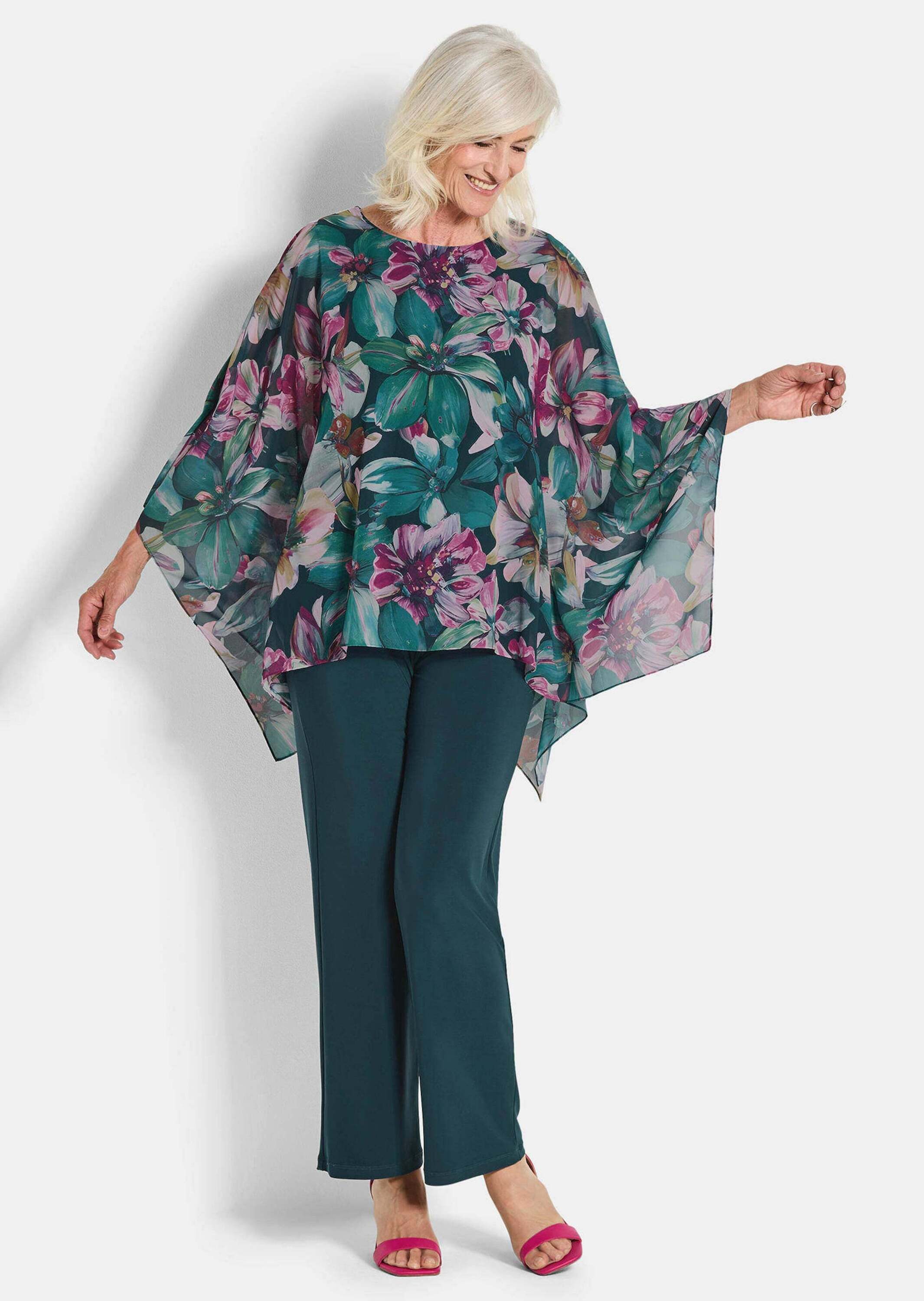 GOLDNER Tunika Blusenshirt mit Überwurf aus Chiffon günstig online kaufen