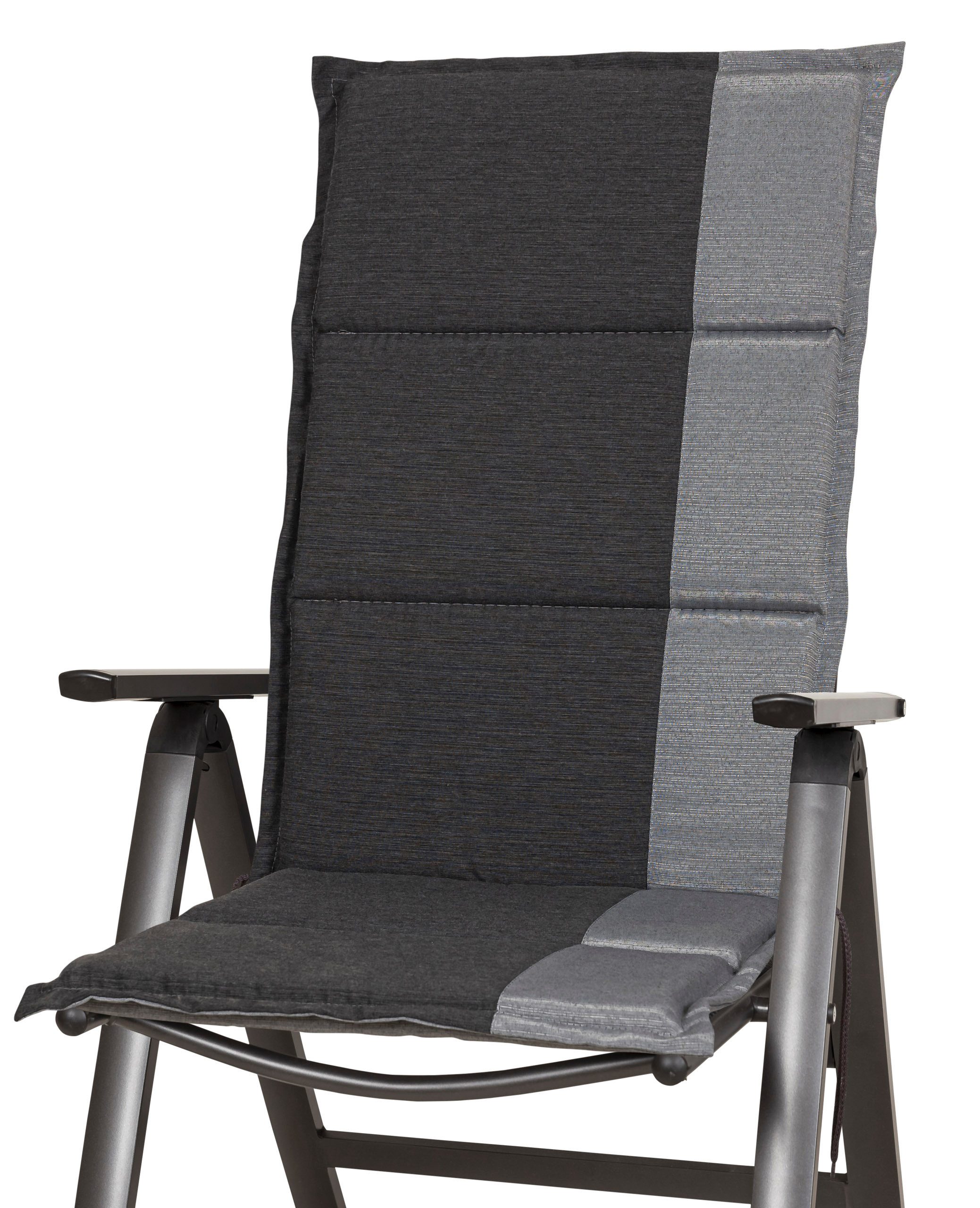 Sun Garden Hochlehnerauflage Hochlehner Capri 90824-712 anthrazit-grau 120x50x4 cm Sun Garden, (1 St), Halteband verstellbar mit Bindebändern