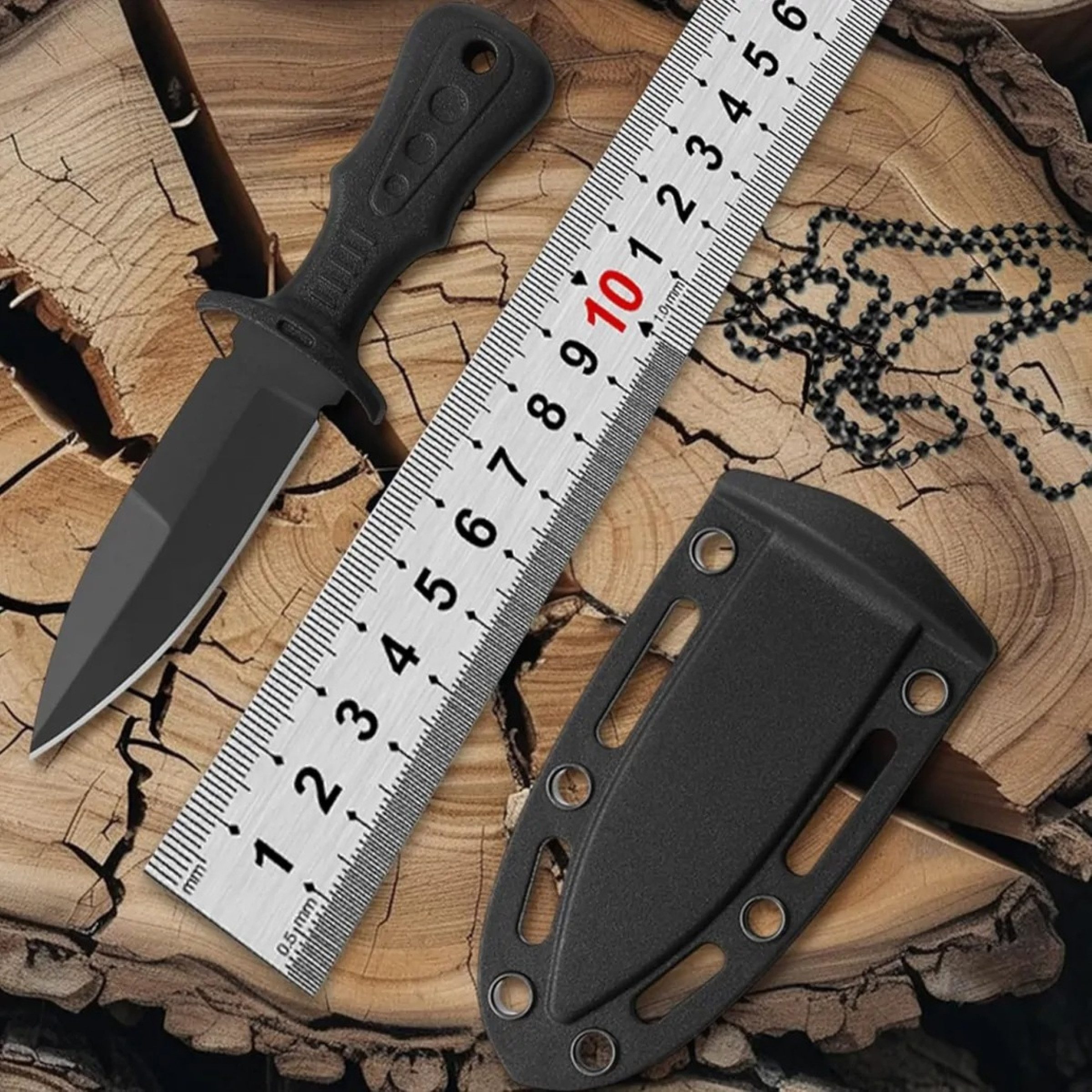Foxter Taschenmesser Taktisches Outdoor Klappmesser Outdoor EDC 15 cm, (Taktisches Halsmesser EDC Set mit Kette Gürtelclip Cover, inkl. Schutzcover, Kette, Gürtelclip), Halsmesser, kompakt, leicht, ergonomischer Griff, Gürtelclip, Kette