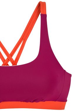 s.Oliver Bustier-Bikini-Top Yella, mit kontrastfarbenen Details und gekreuzten Bändern im Rücken