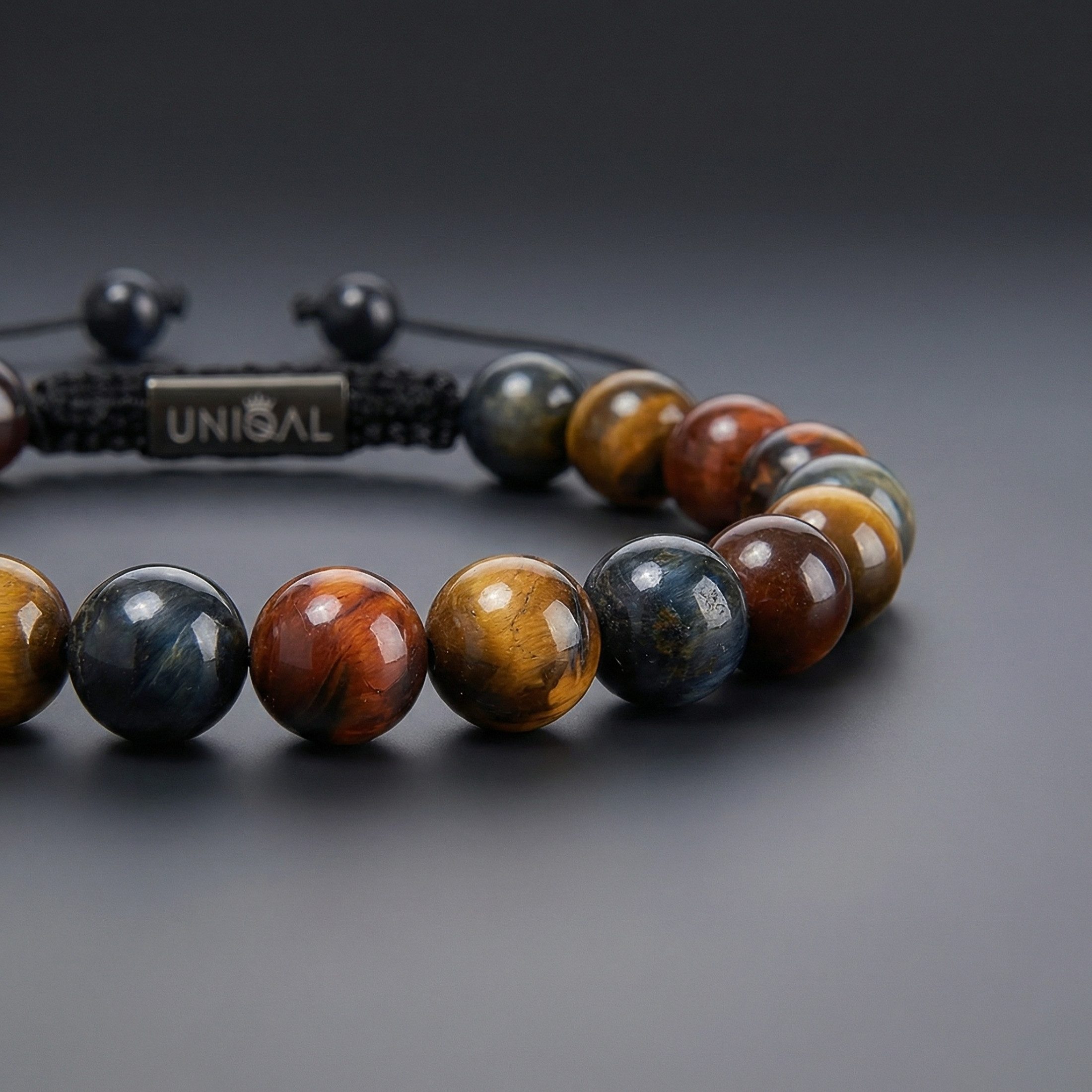 UNIQAL.de Perlenarmband aus Natur- & Edelstein – Unisex, 8 mm (einreihiges Natursteinarmband, verschiedene Farben & Steinsorten), verstellbar, handgefertigt