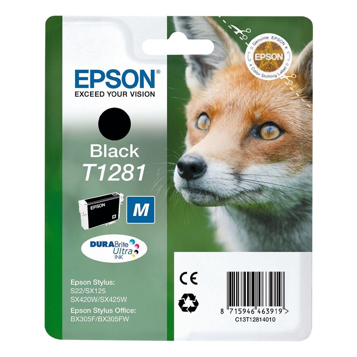 Epson T1281 Tintenpatrone (Original Druckerpatrone, schwarz)