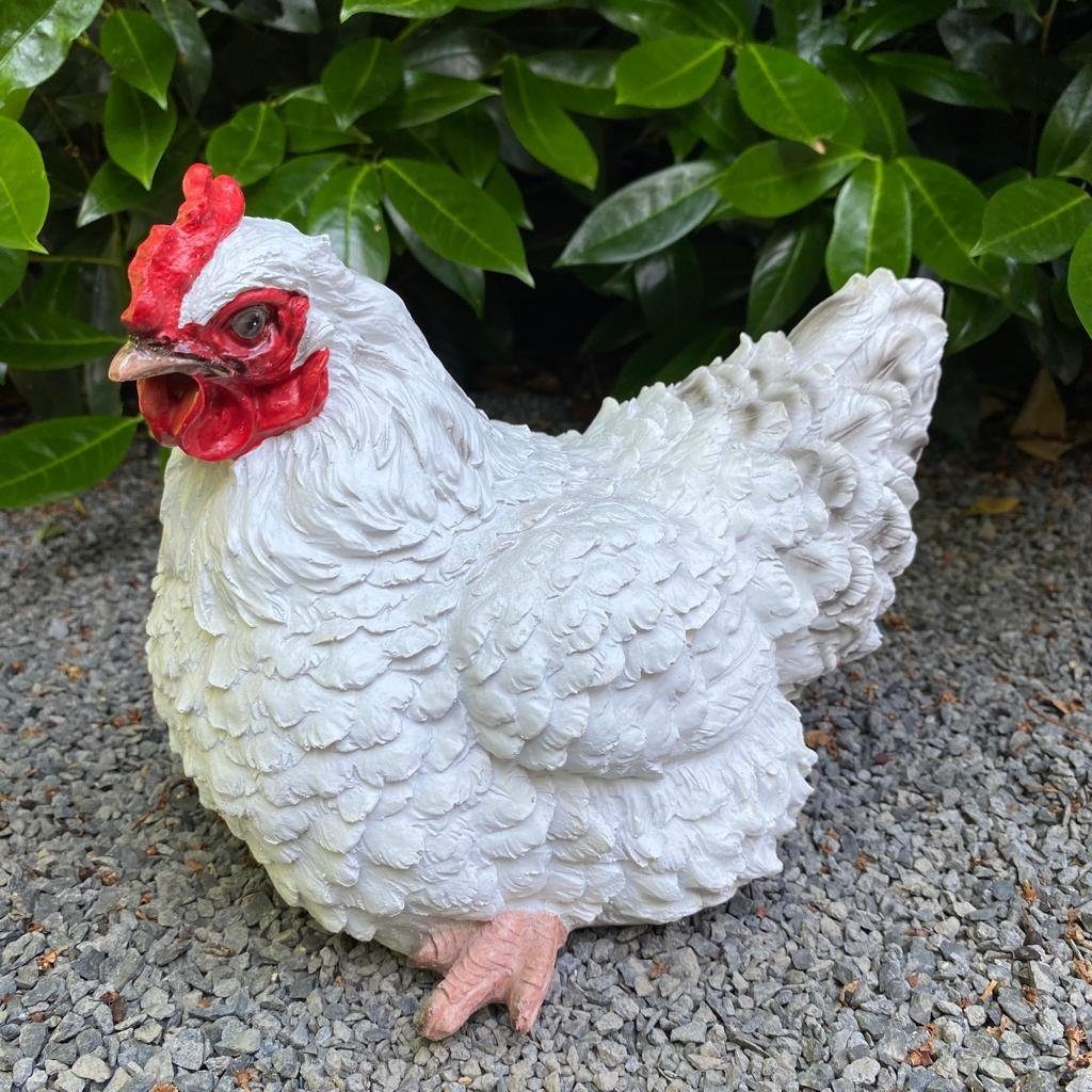Aspinaworld Gartenfigur Huhn Figur weiß sitzend 19 cm – für Pflanzschale