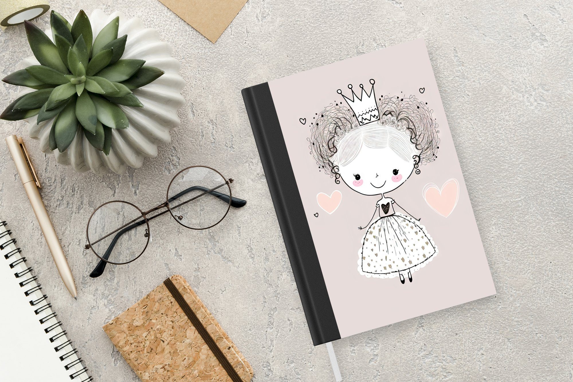 MuchoWow Notizbuch Prinzessin - Kinder Journal, Haushaltsbuch Mädchen - Seiten, Tagebuch, - 98 Krone Notizheft, Kleid, Merkzettel, - A5