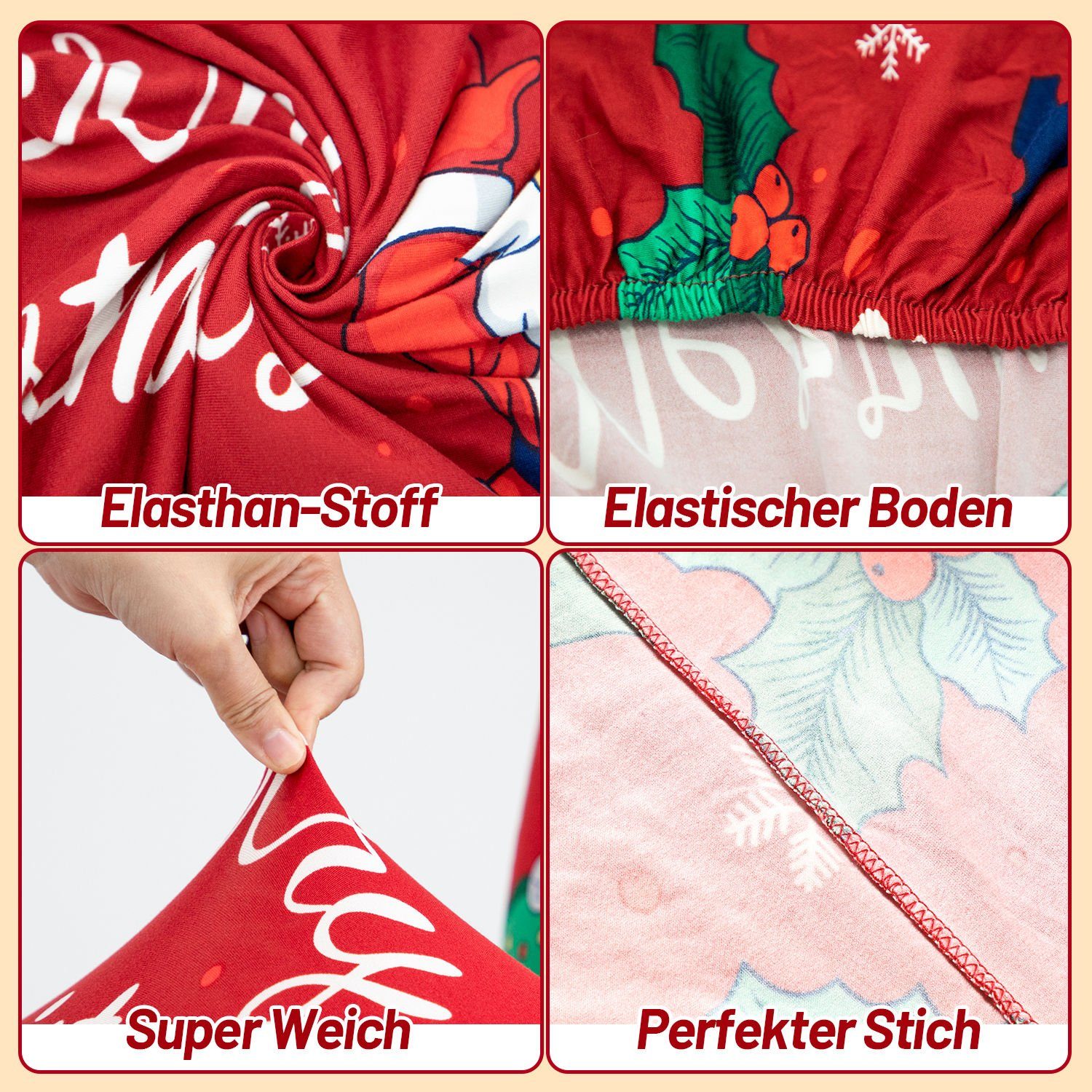 Clanmacy Stuhlhusse Stuhlhusse Stretch Stuhlhussen,6 Stück,Weihnachten Stuhl Stuhlüberzug, Passt sich an verschiedene Stühle an – Bild 3 von 5
