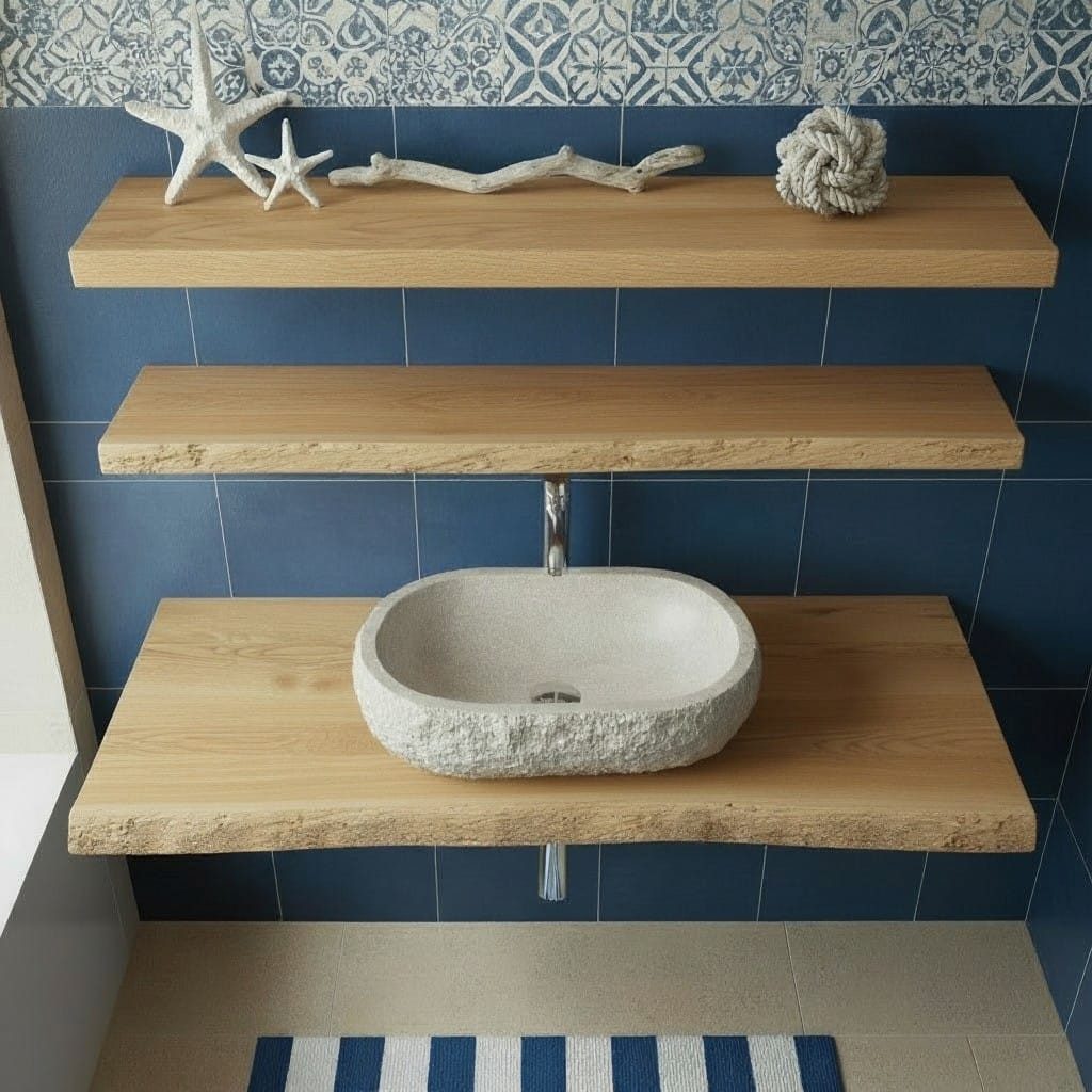 DaoWood Waschtischplatte Hellbraun NaTur, 4cm Starke