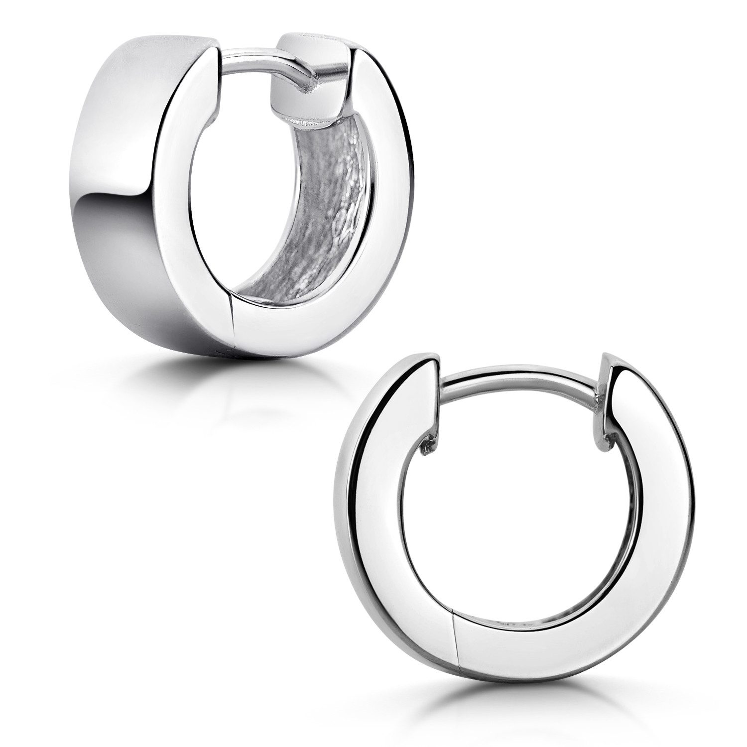Materia Paar Creolen Damen Silber breit Ø13mm SO-459, 925 Sterling Silber, rhodiniert