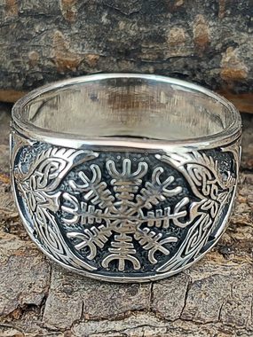 Kiss of Leather Silberring Ring Fingerring Helm der Ehrfurcht Gr. 52-74 Raben Knoten