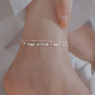 LAKKEC Fußkette Fußkettchen Frauen Schmuck Braut Kreative Doppelschicht-Perlen Sexy