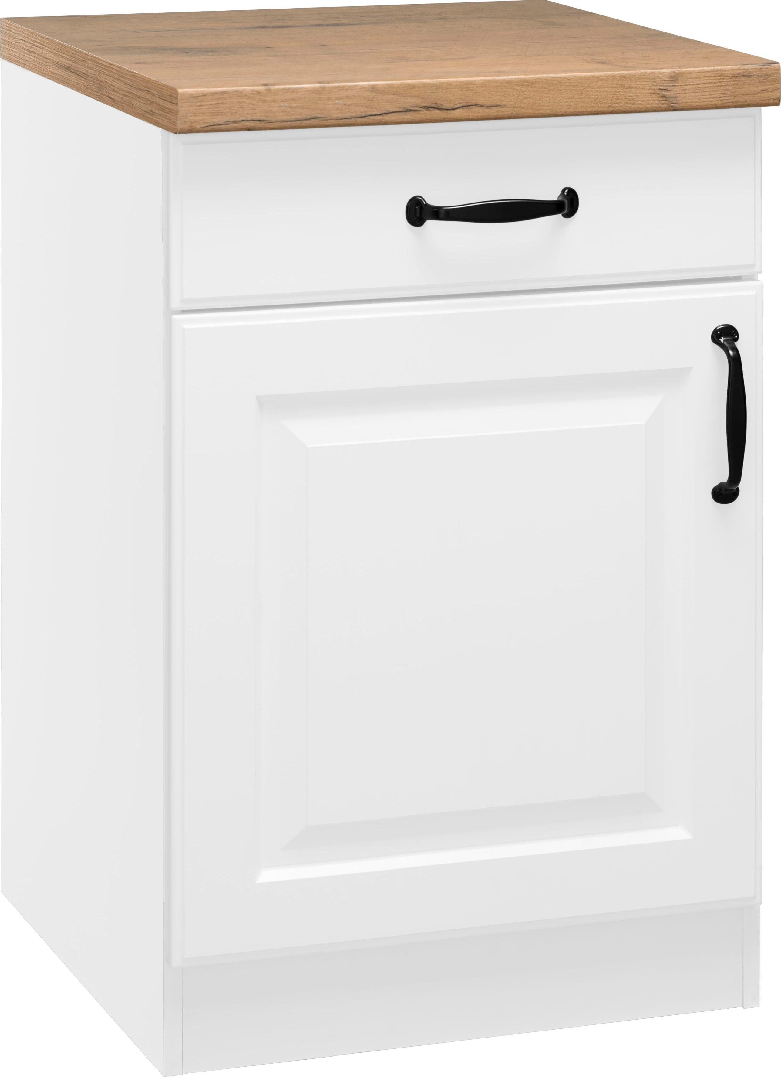 wiho Küchen Unterschrank Erla 60 cm breit mit Kassettenfront, mit Arbeitsplatte