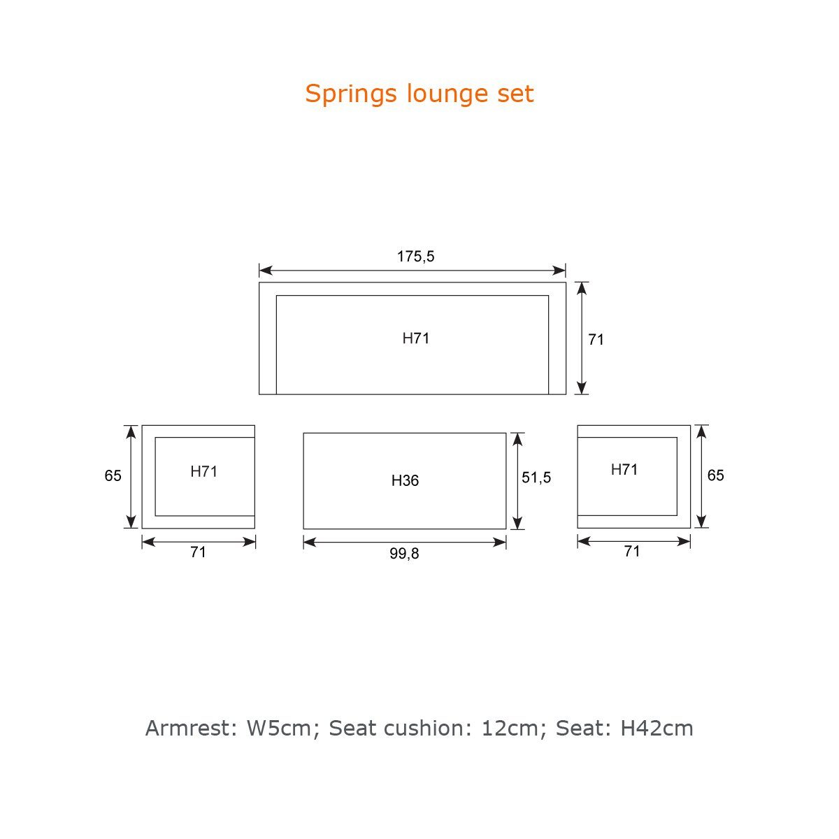 Garden Impressions Gartenlounge-Set Springs Gartenmöbelset, (Set, 4-tlg., Alu, 3-Sitzer-Loungebank, Tisch, 2 Sessel, inkl. Auflagen), inkl. Auflagen