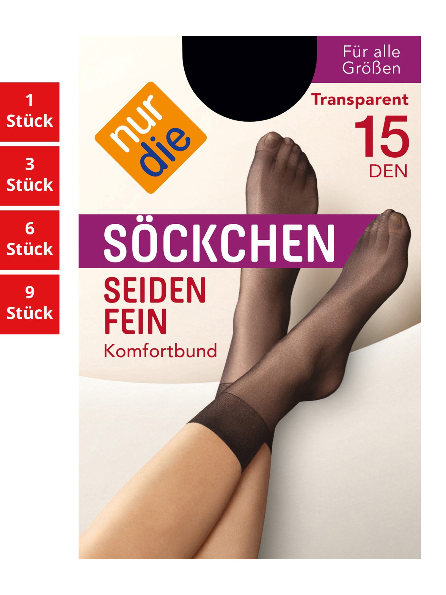 Nur Die Füßlinge Seidenfein 15 DEN Damen (1er/3er/6er/9er Pack, 3-Paar) sneaker-socken strumpf strümpfe