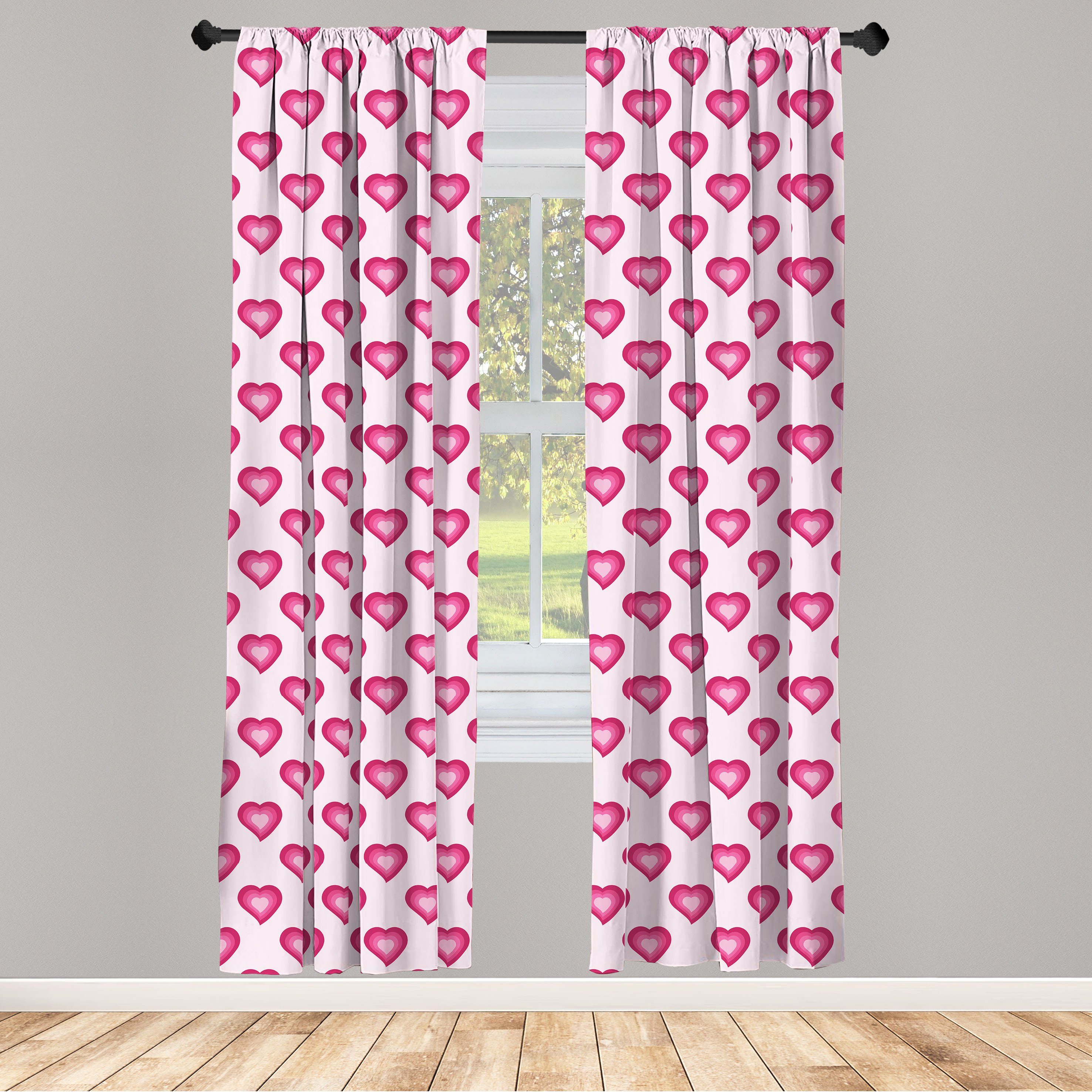 Herzen Herz-Cartoon Dekor, Abakuhaus, für Schlafzimmer Microfaser, Wohnzimmer Vorhang Gardine