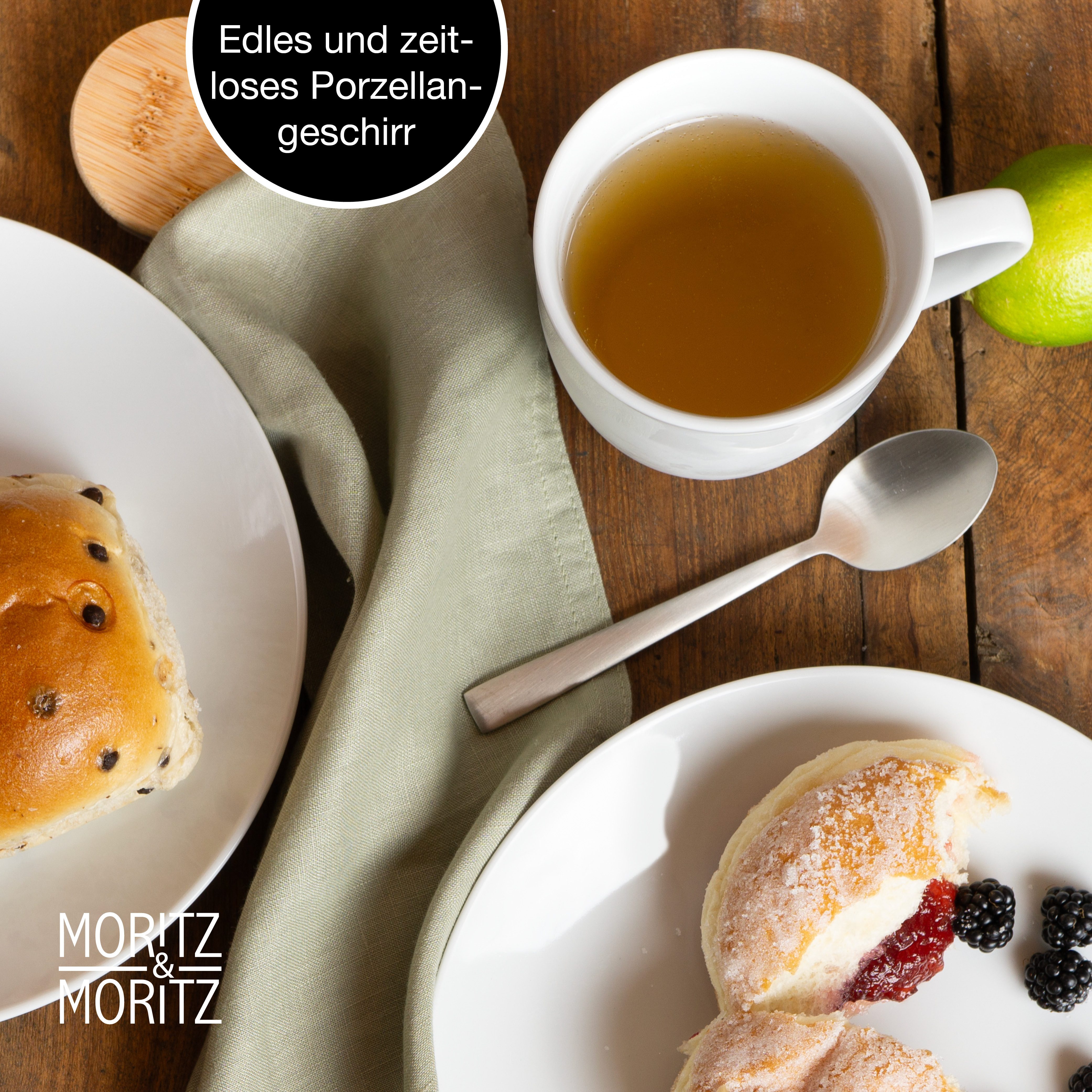 Moritz & Moritz Tafelservice BASIC Porzellan Geschirrset für 12 Personen mit Tassen (48-tlg), 12 Personen, Kombiservice mit 12 Tassen – Bild 4 von 5