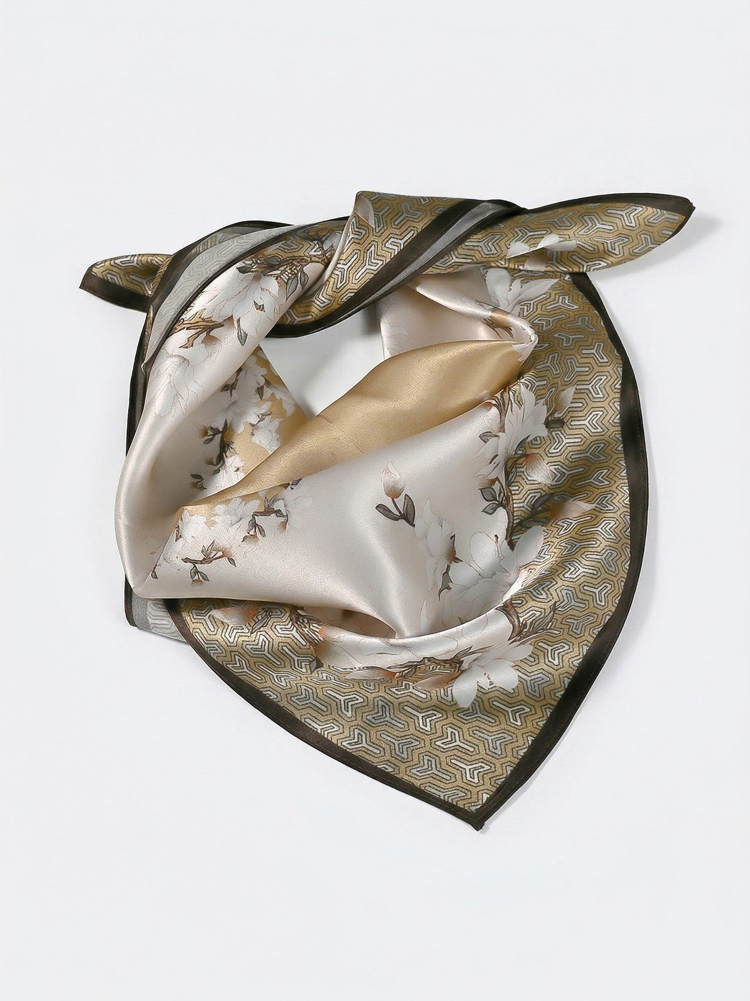 Vivi Idee Seidentuch 100% Maulbeerseide Halstuch Damen, Quadratisches 53x53 cm Halstuch, bedrucktes Seidenschal