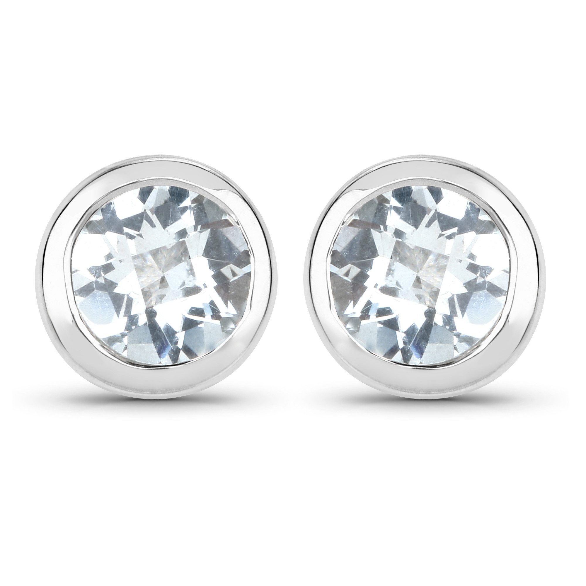 Vira Jewels Paar Ohrstecker 925-Sterling Silber rhodiniert glänzend Aquamar günstig online kaufen