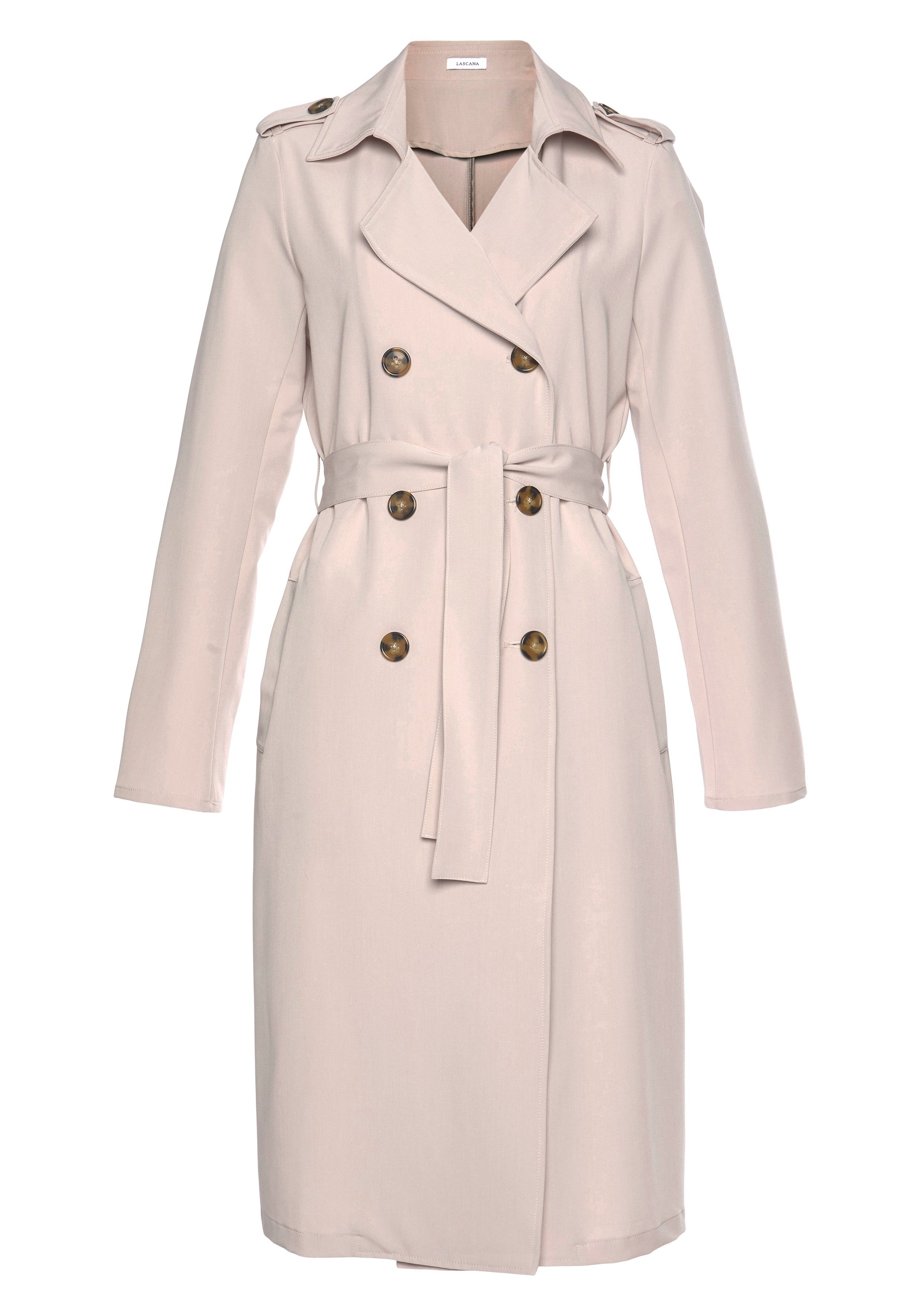 LASCANA Trenchcoat mit Reverskragen und mit Bindegürtel zum Regulieren leichter Damenmantel ohne Futter, Frühlingsmantel, casual-chic – Bild 2 von 5
