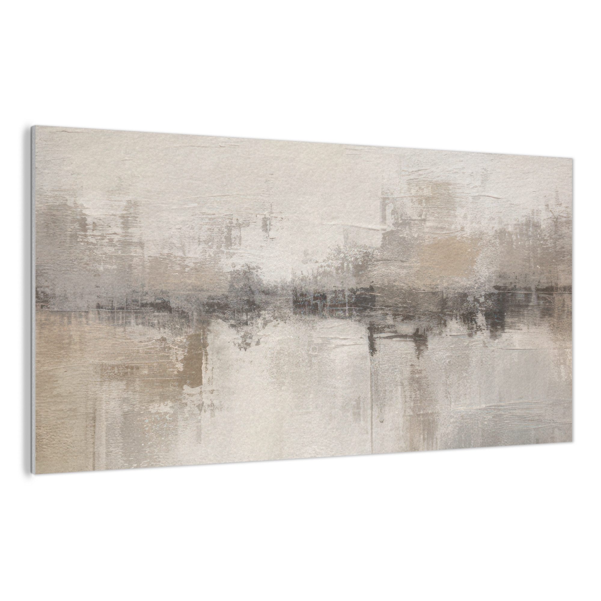 MuchoWow Gemälde Moderne Kunst - Abstrakt - Beige, Fotodruck (1 St), Akustikbilder PET-Filz, Wandpaneele, Groß, Akustikpaneele 200x100 cm