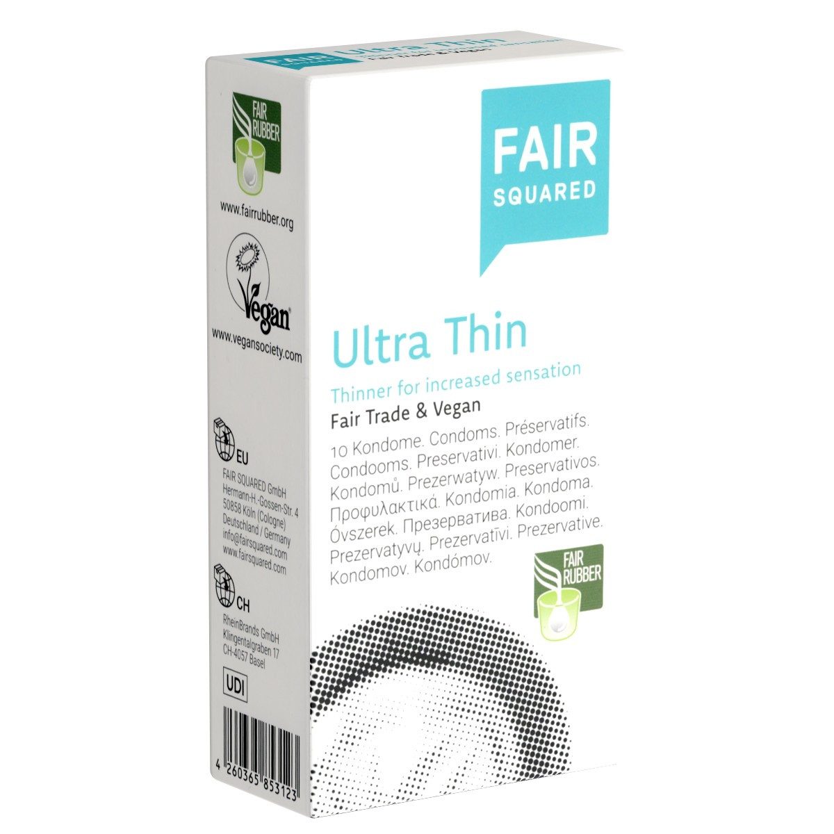 Fair Squared Kondome Ultra Thin Packung mit, 10 St., extra dünne Kondome, vegane und gefühlsechte Kondome