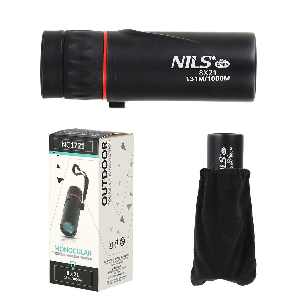 NILS CAMP Fernrohr Spektiv 8x21 Monokular (8x21, voll vergütet, BAK4, gummiert, leicht)