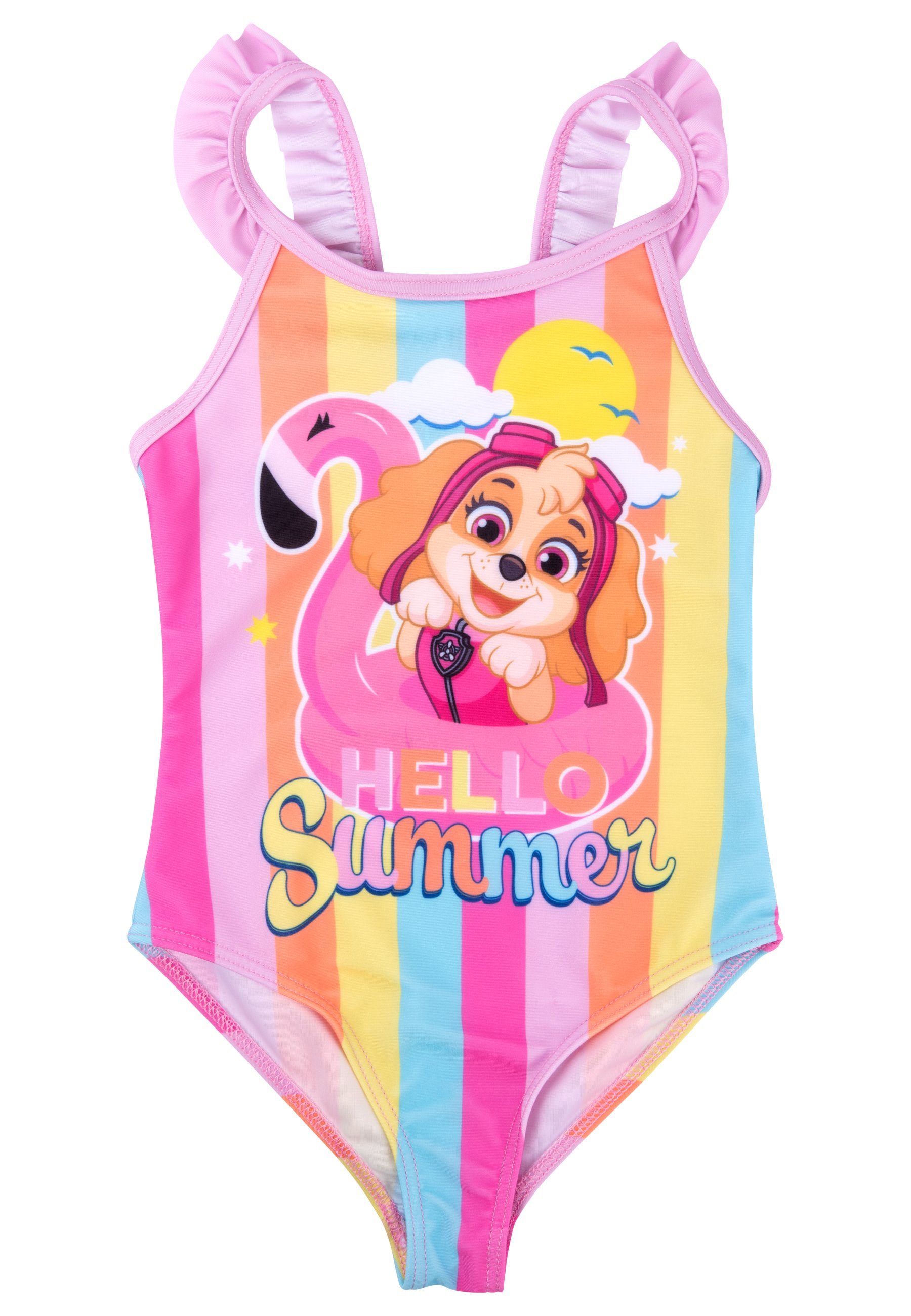 Labels® Summer - Mädchen Badeanzug Hello mit United für Bunt Rüschen Badeanzug Skye Patrol Paw