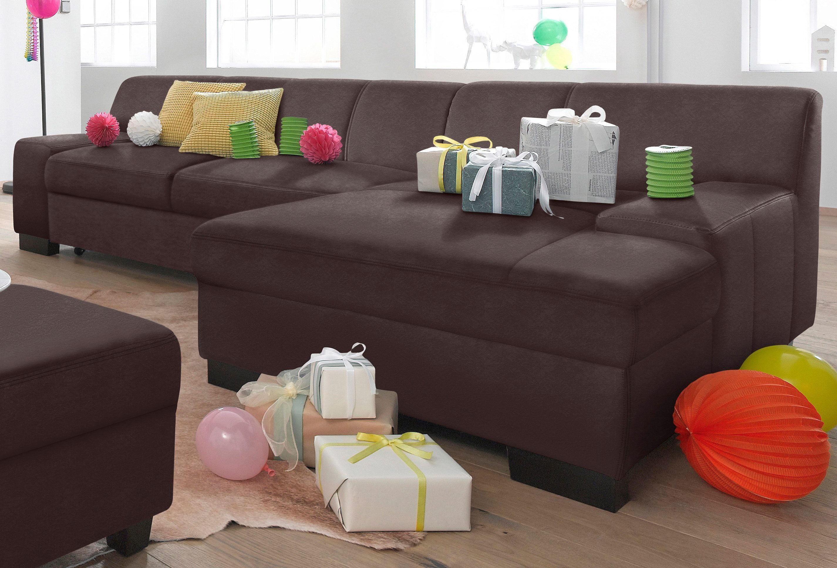 DOMO collection Ecksofa "Norma Top, elegant und modern, flache Armlehnen, k günstig online kaufen