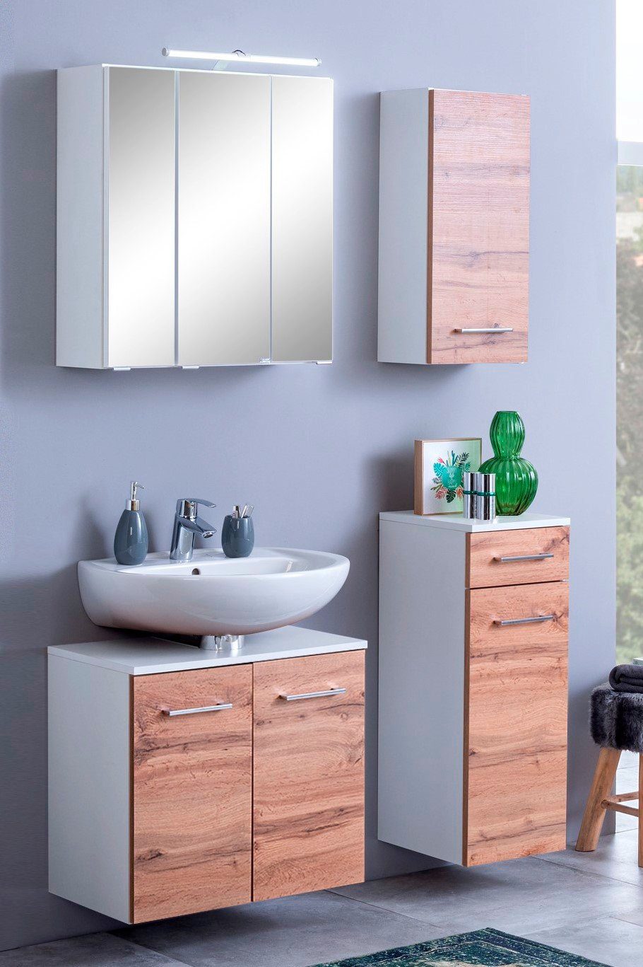 welltime Badmöbel-Set Avignon, (4-St), mit 3D-Spiegelschrank günstig online kaufen