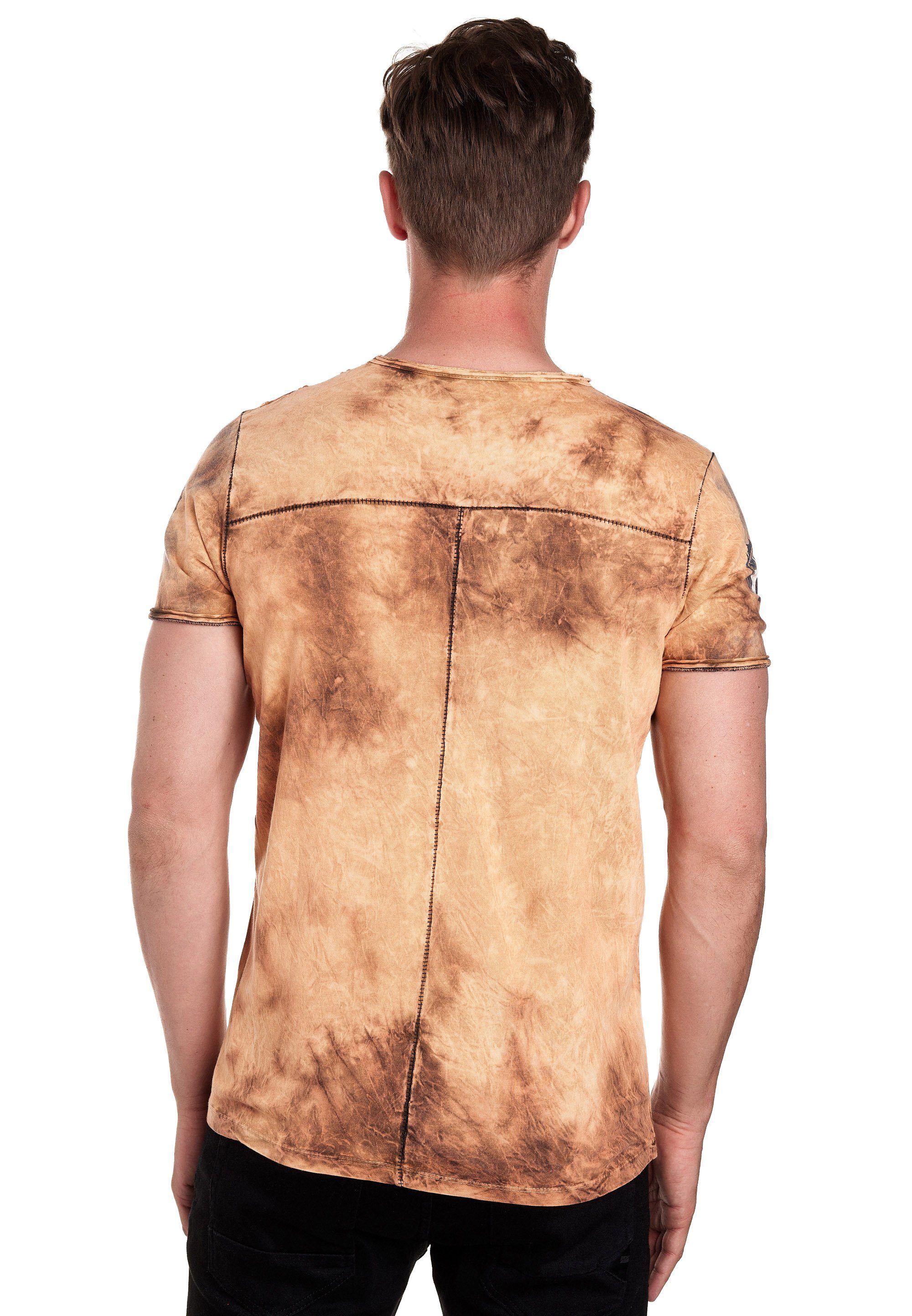 toller camelfarben Rusty mit T-Shirt Neal Batik-Optik