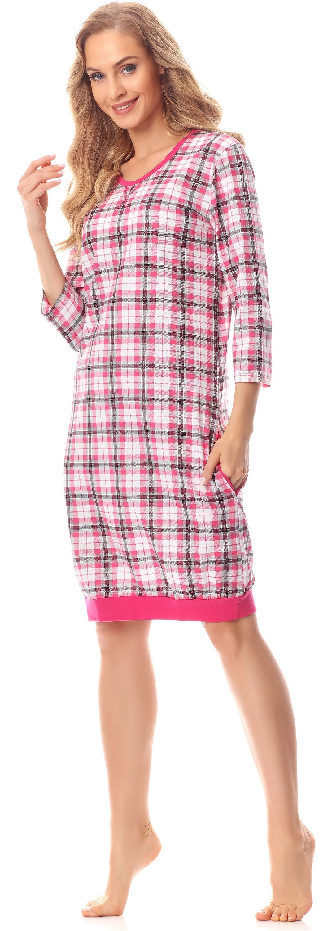 Nachthemd Rosa/Kariert Damen Merry Style Nachthemd MS10-182 (1-tlg)