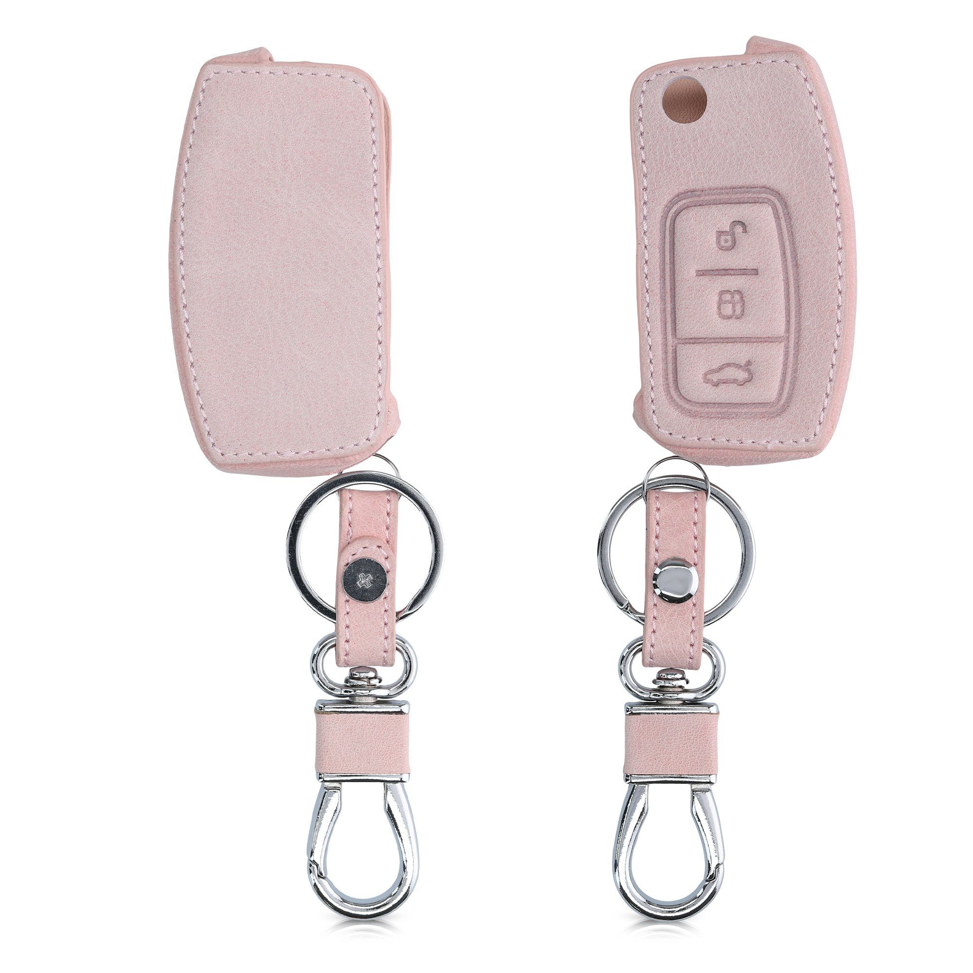 kwmobile Schlüsseltasche Autoschlüssel Kunstleder Hülle für Ford, Schlüsselhülle Schlüssel Case Cover Rosegold