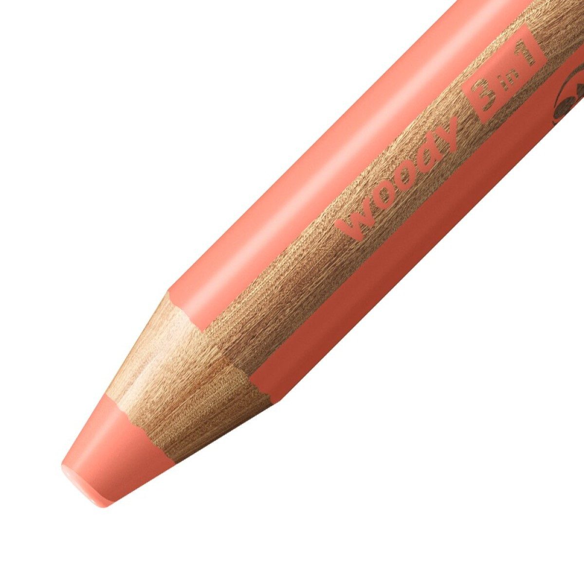 STABILO Wachsmalstift Buntstift Woody 3 in 1 / 6er Kartonetui mit Spitzer / Pastellfarben, (7-tlg)
