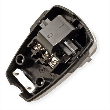 Bachmann Schutzkontaktstecker Stromadapter, 0 cm, schwarz flach Wippschalter 2-p