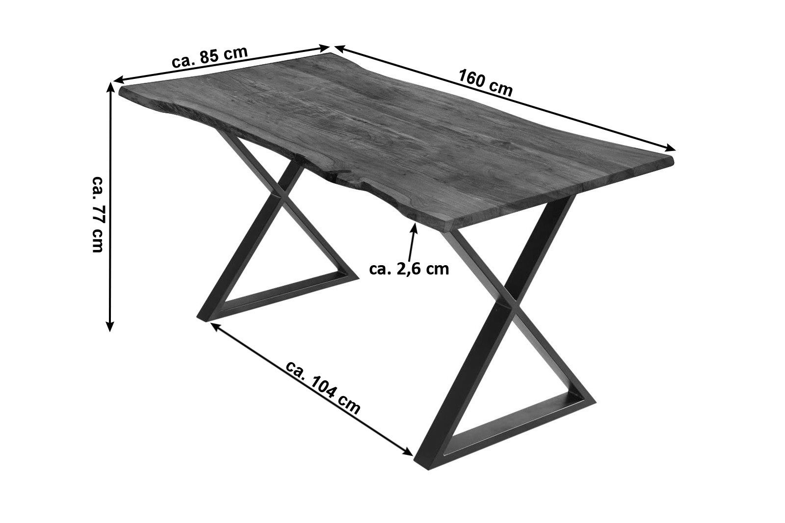 SAM® Essgruppe Rubina, massives Akazienholz, natürliche Baumkante mit 6 Schalenstühlen