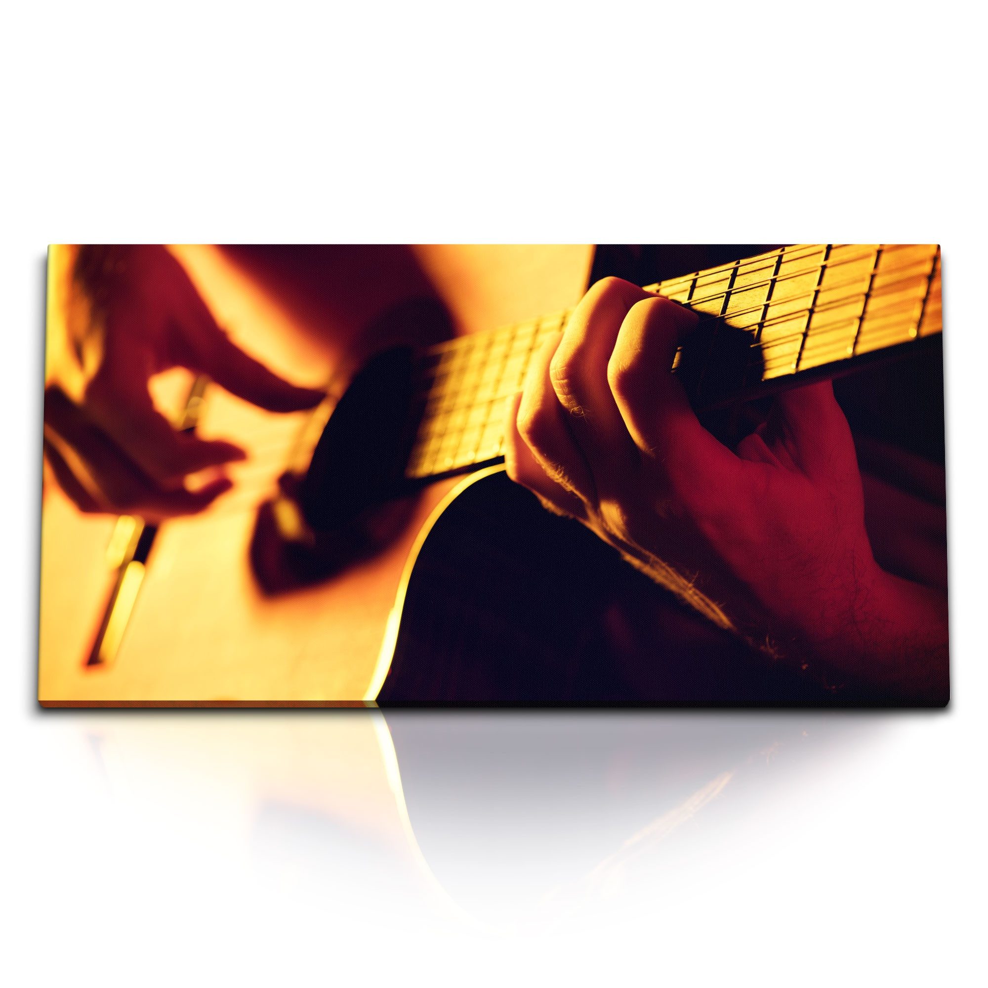 Leinwandbild Kunstdruck Bilder 120x60cm Gitarre Gitarrist Musik Sonnenstrahl Musikz