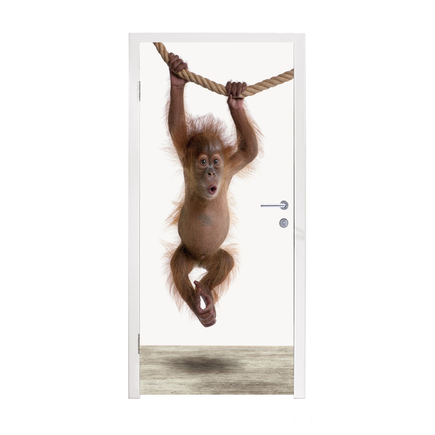 MuchoWow Türtapete Affe - Tiere - Kinder - Orang Utan - Jungen - Mädchen, Matt, bedruckt, (1 St), Fototapete für Tür, Türaufkleber, 75x205 cm