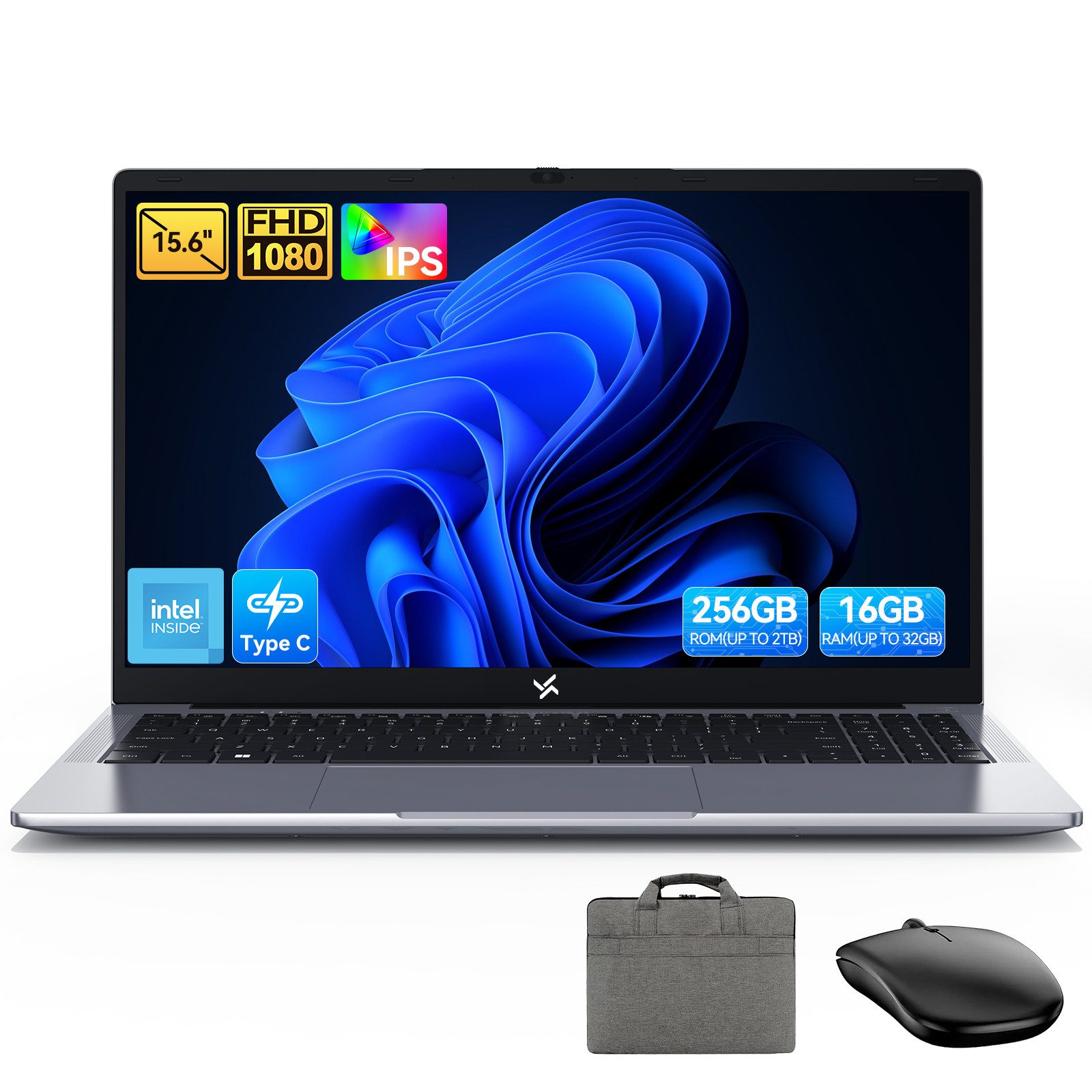 blackview 180° Drehung Hibook6 15,6" Intel N150 256/512GB Notebook (Intel Intel Twin Lake N150, 256 GB SSD, FHD/Deutsche Tastaturaufkleber/mit Tasche, Maus, Tastatur)