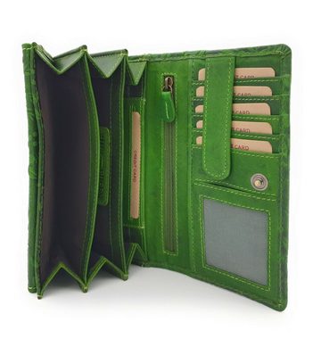 Hill Burry Geldbörse echt Leder Damen Portemonnaie mit RFID Schutz, florales Muster, umfangreich ausgestattet